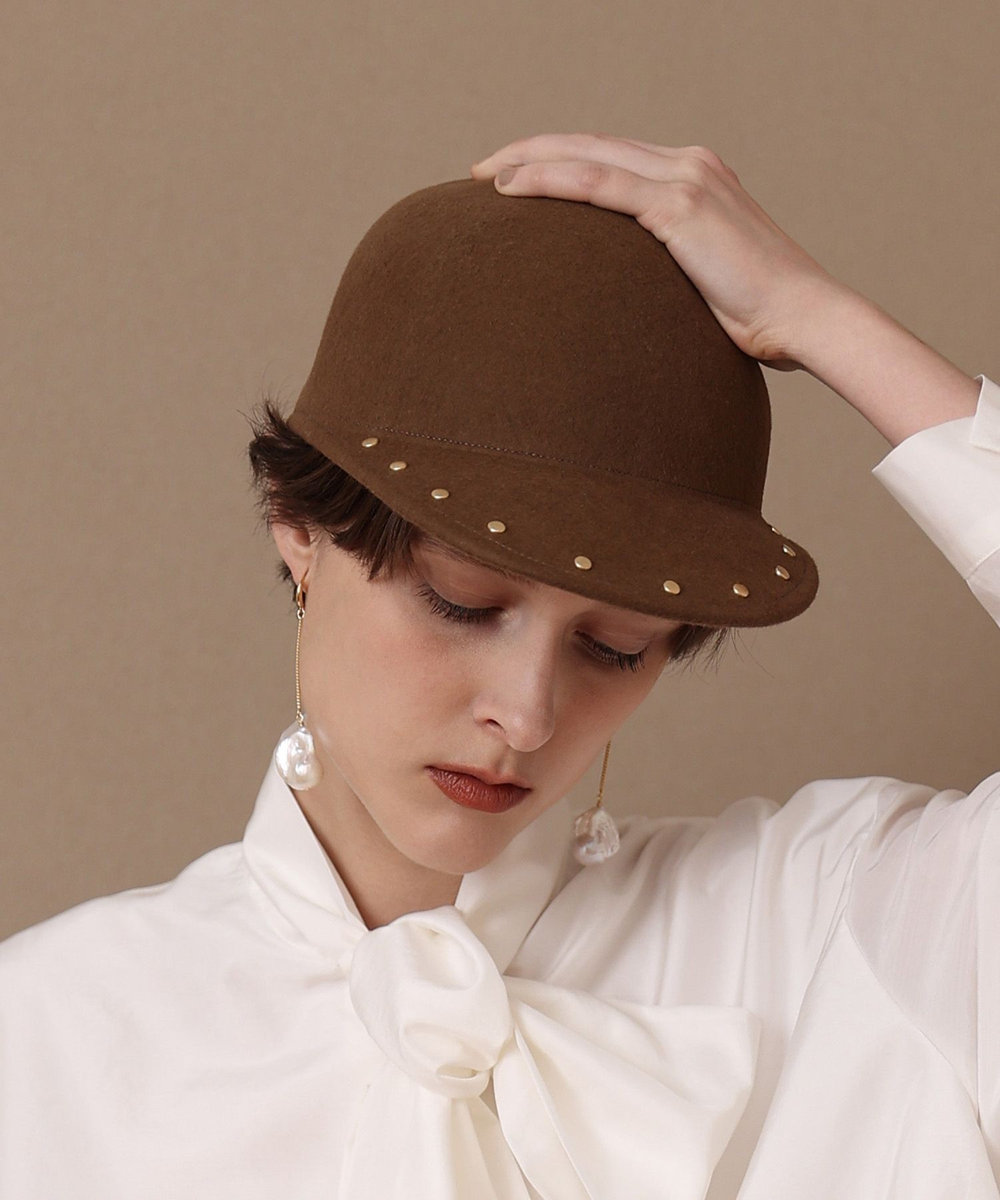 allureville ウールスタッズジョッキーキャップ キャメル (84)
