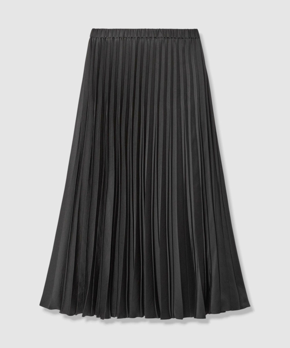 allureville サテンアコーディオンプリーツスカート ブラック (95)
