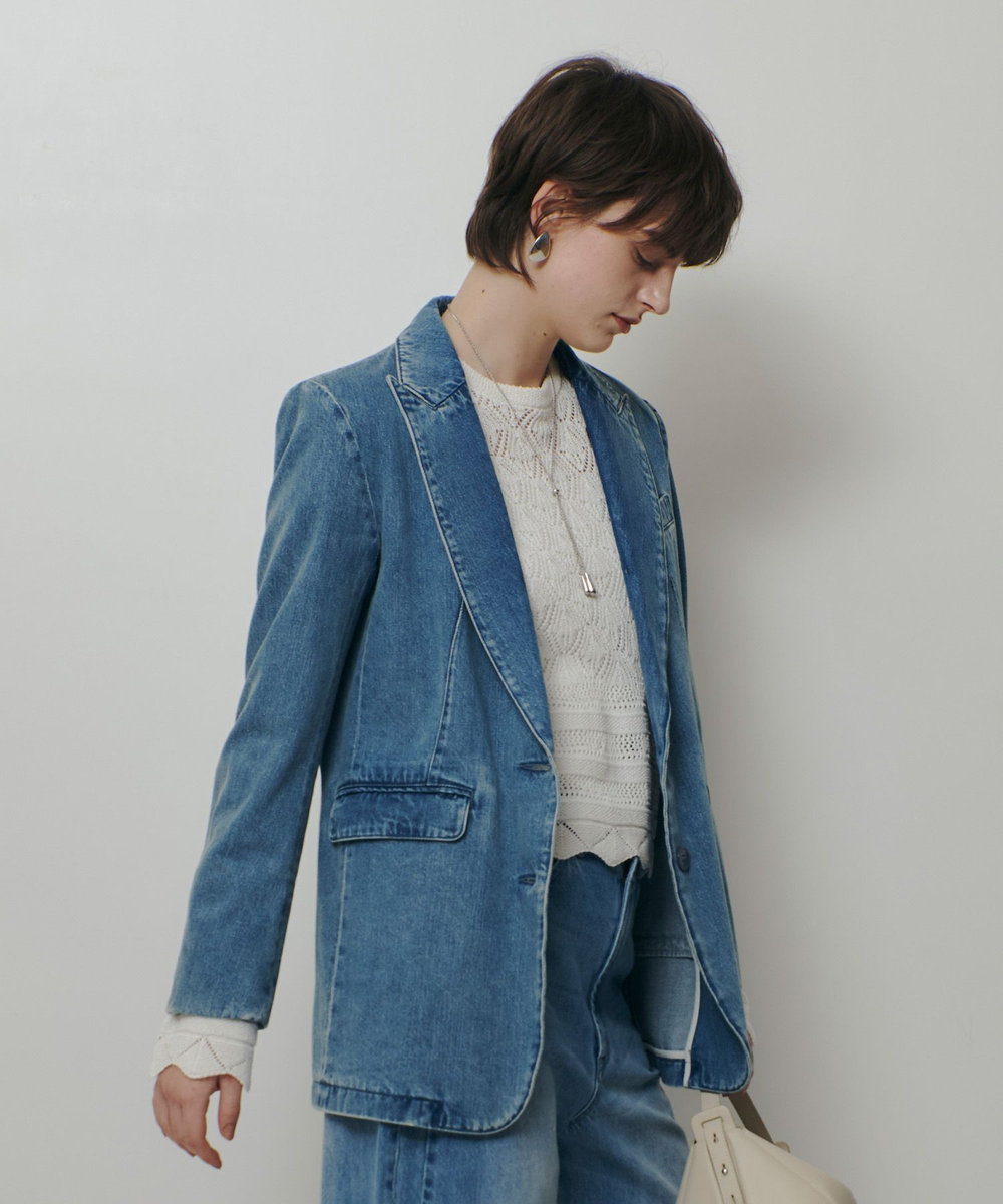 allureville デニムシングルジャケット ブルー (61)