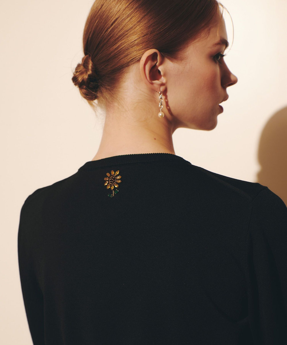 LOULOU WILLOUGHBY  WEB 一部店舗限定【LOULOU WILLOUGHBY】サンフラワービジューカーディガン ブラック (95)