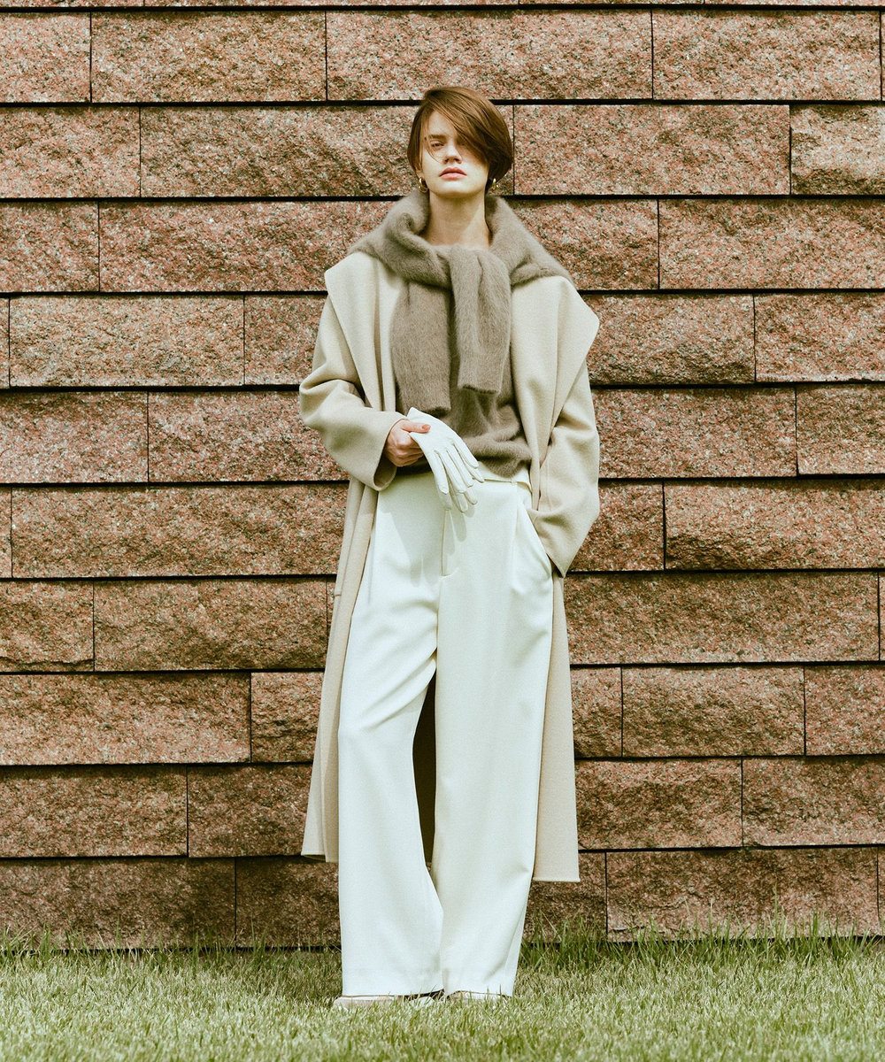 allureville ウールライクフランネルヨークレスパンツ オフホワイト (02)