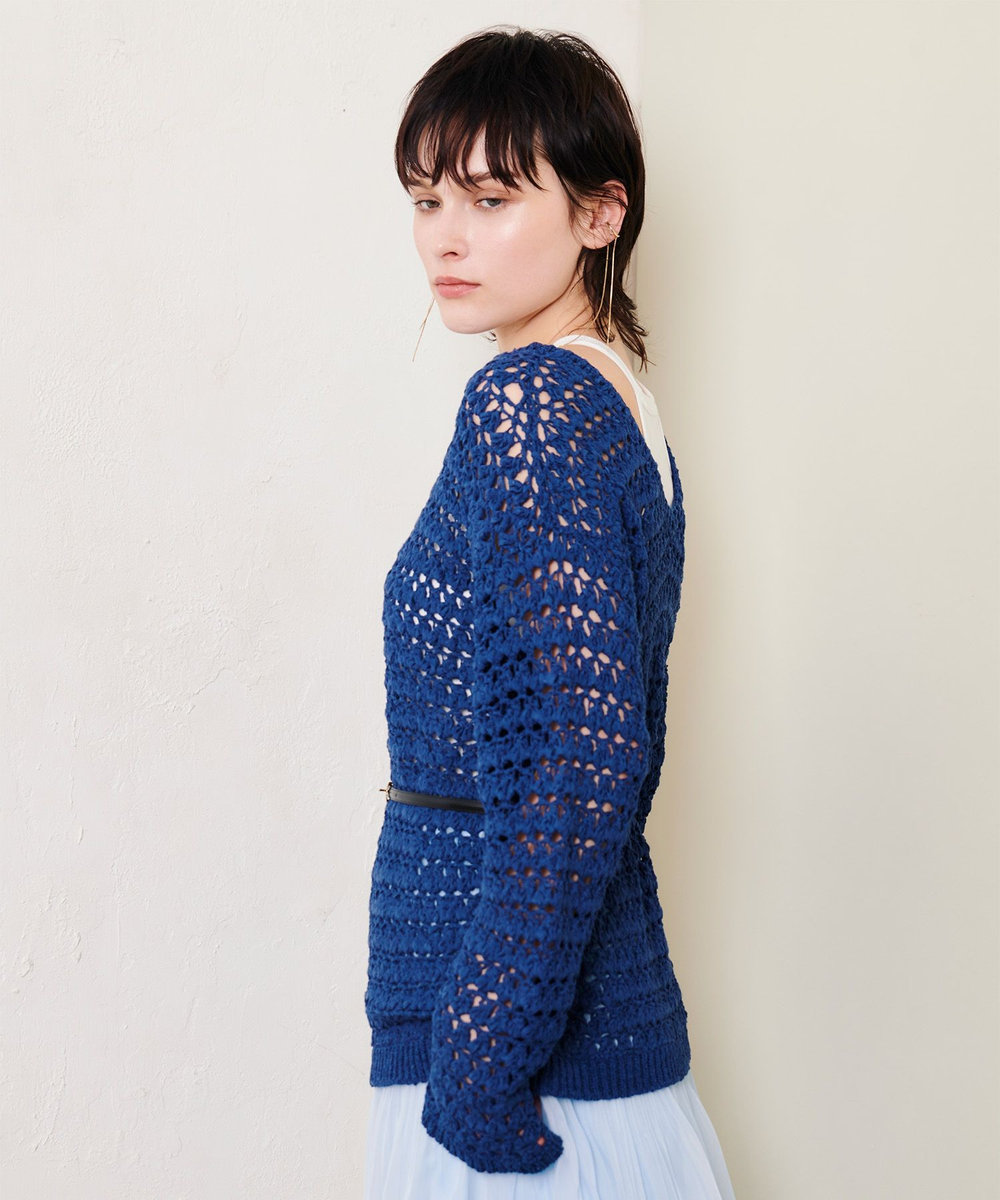 allureville テープヤーンハンドニットプルオーバー ネイビー (65)