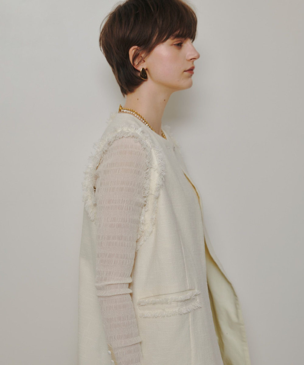 allureville ミックスツイードフレアジレ オフホワイト (02)