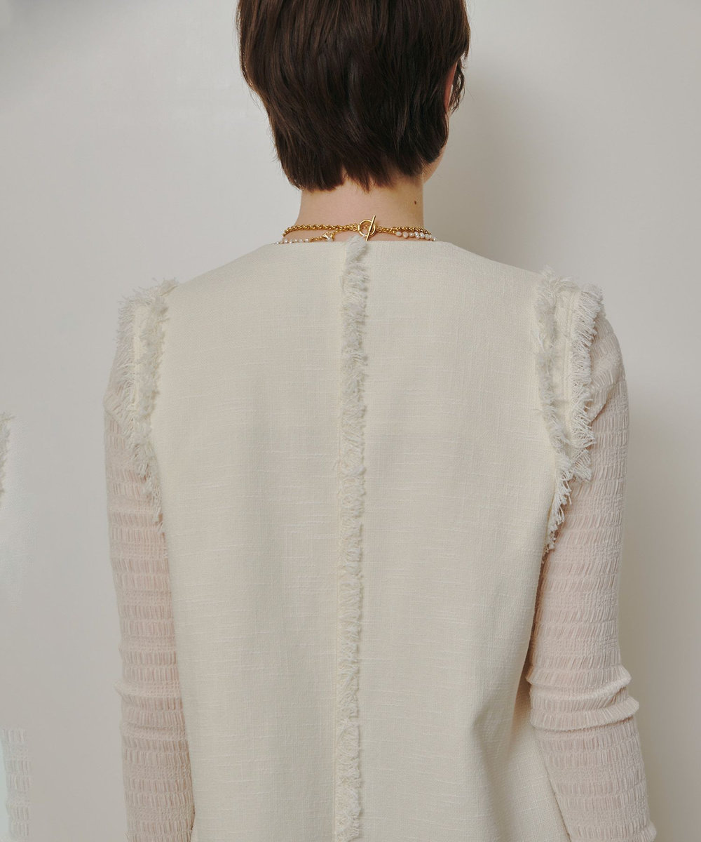 allureville ミックスツイードフレアジレ オフホワイト (02)