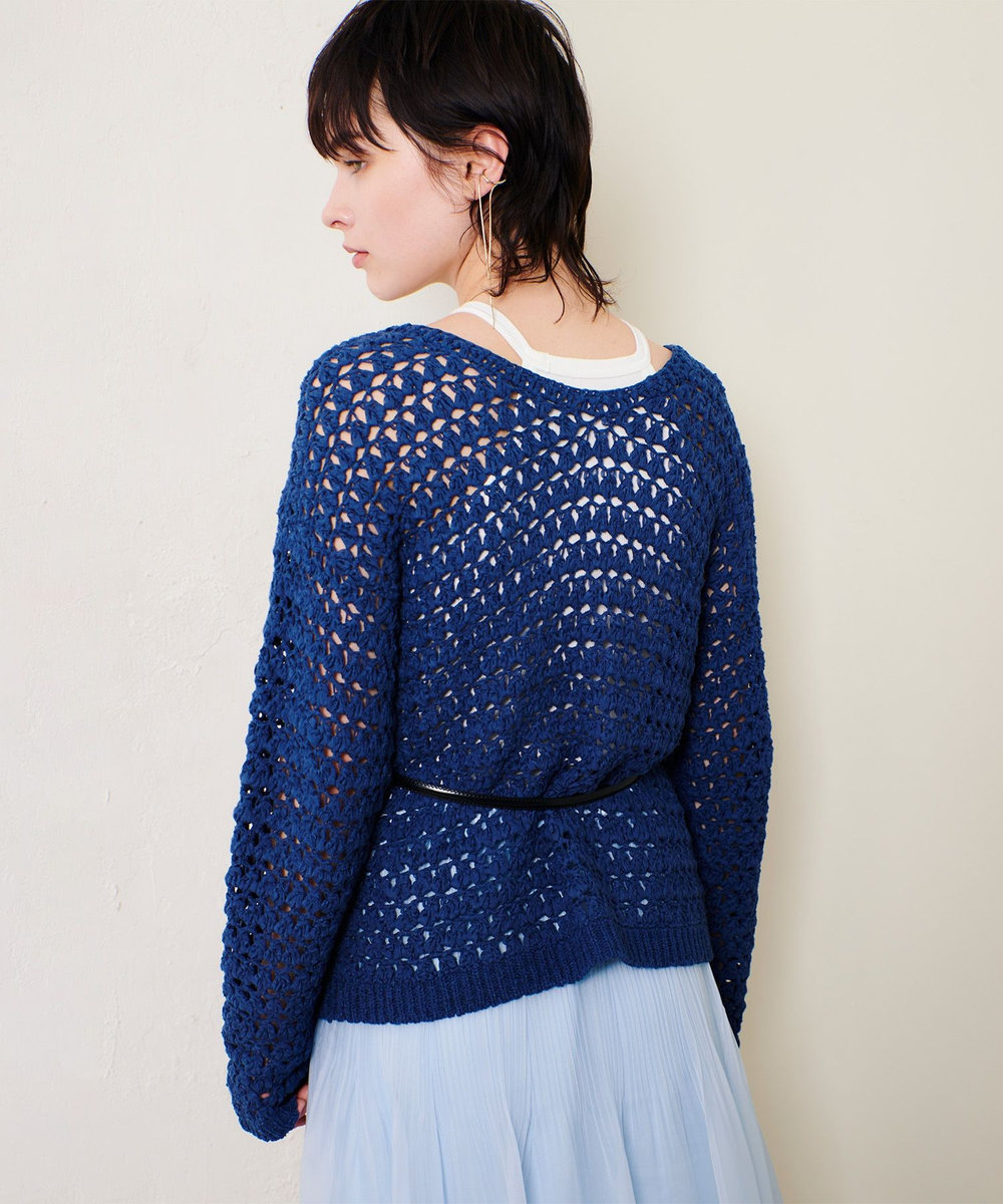 allureville テープヤーンハンドニットプルオーバー ネイビー (65)