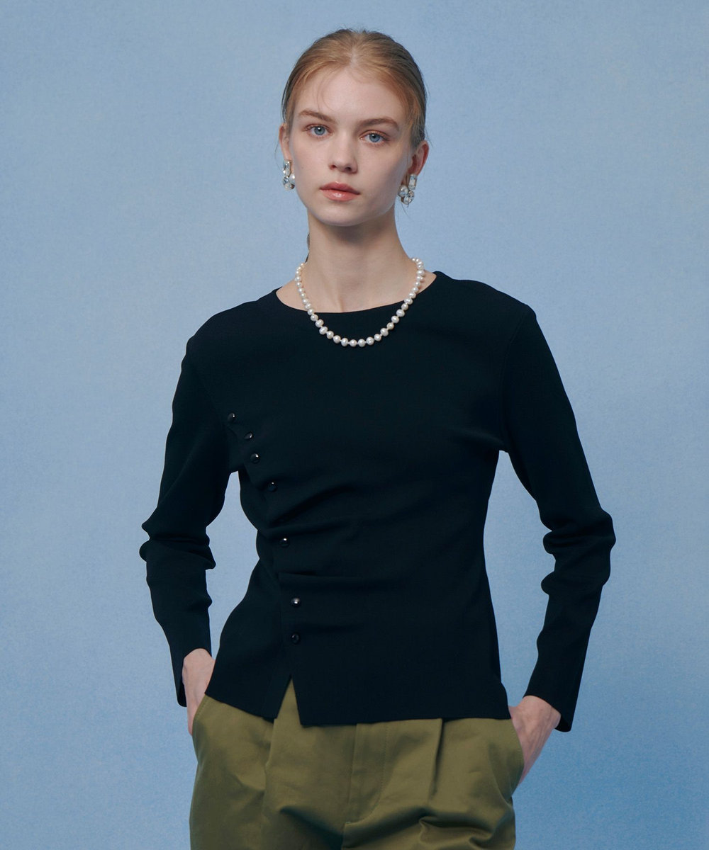 LOULOU WILLOUGHBY 【LOULOU WILLOUGHBY】ドレープアシメプルオーバー ブラック (95)