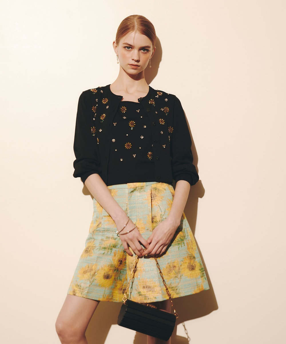 LOULOU WILLOUGHBY  WEB 一部店舗限定【LOULOU WILLOUGHBY】サンフラワービジューカーディガン ブラック (95)