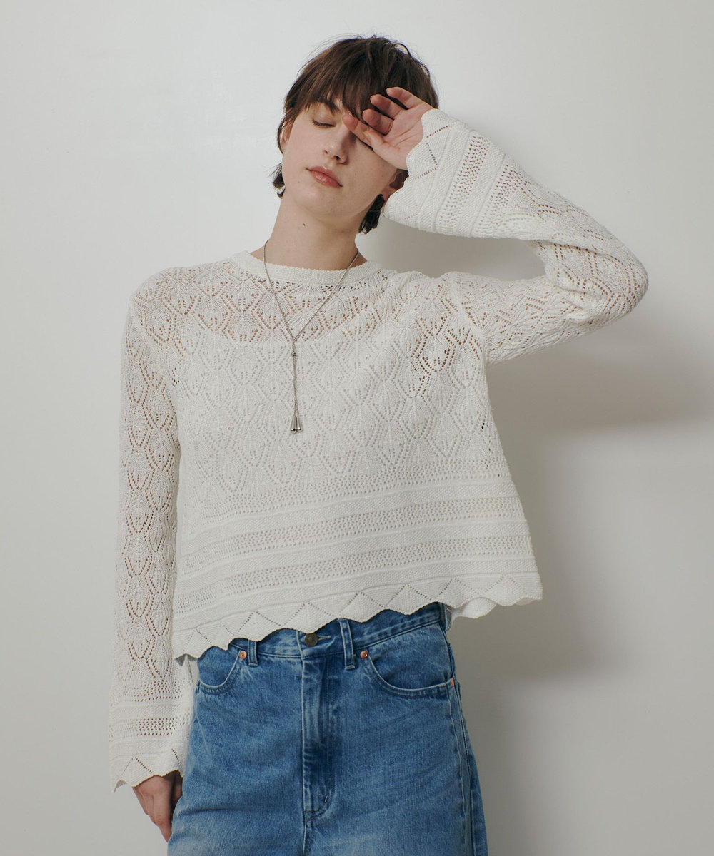allureville レースニットプルオーバー オフホワイト (02)