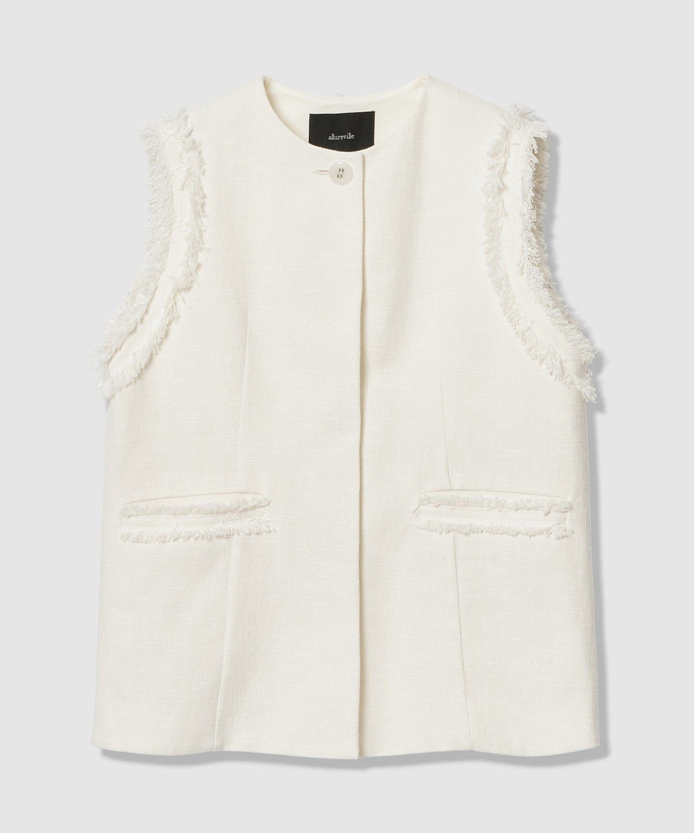 allureville ミックスツイードフレアジレ オフホワイト (02)