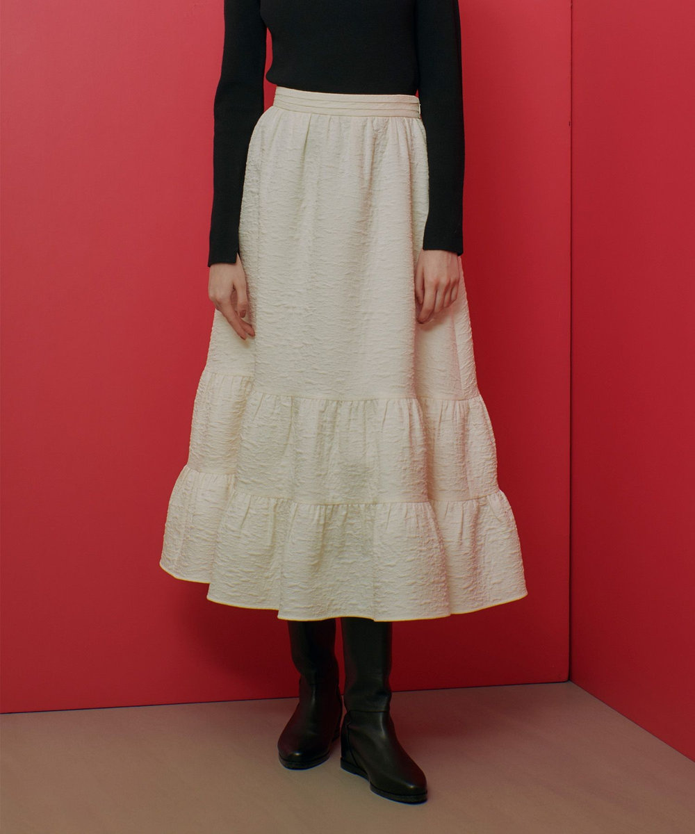 LOULOU WILLOUGHBY】ジャガードティアードスカート|allureville
