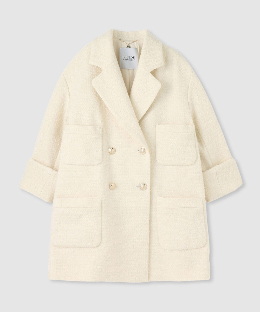 LOULOU WILLOUGHBY】ツイードダブルミドルコート|allureville OFFICIAL