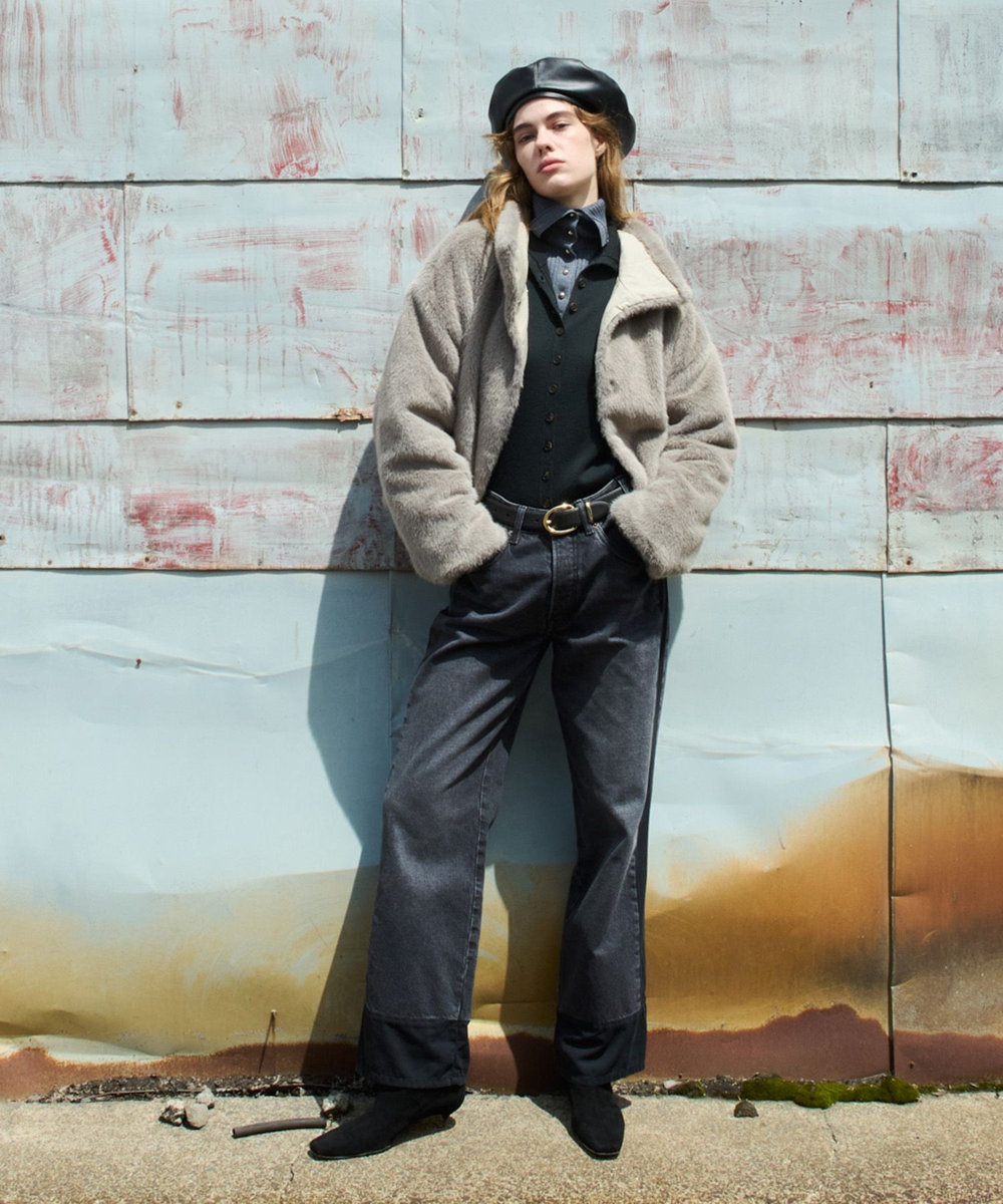 allureville ファーリバーシブルブルゾン グレージュ (15)