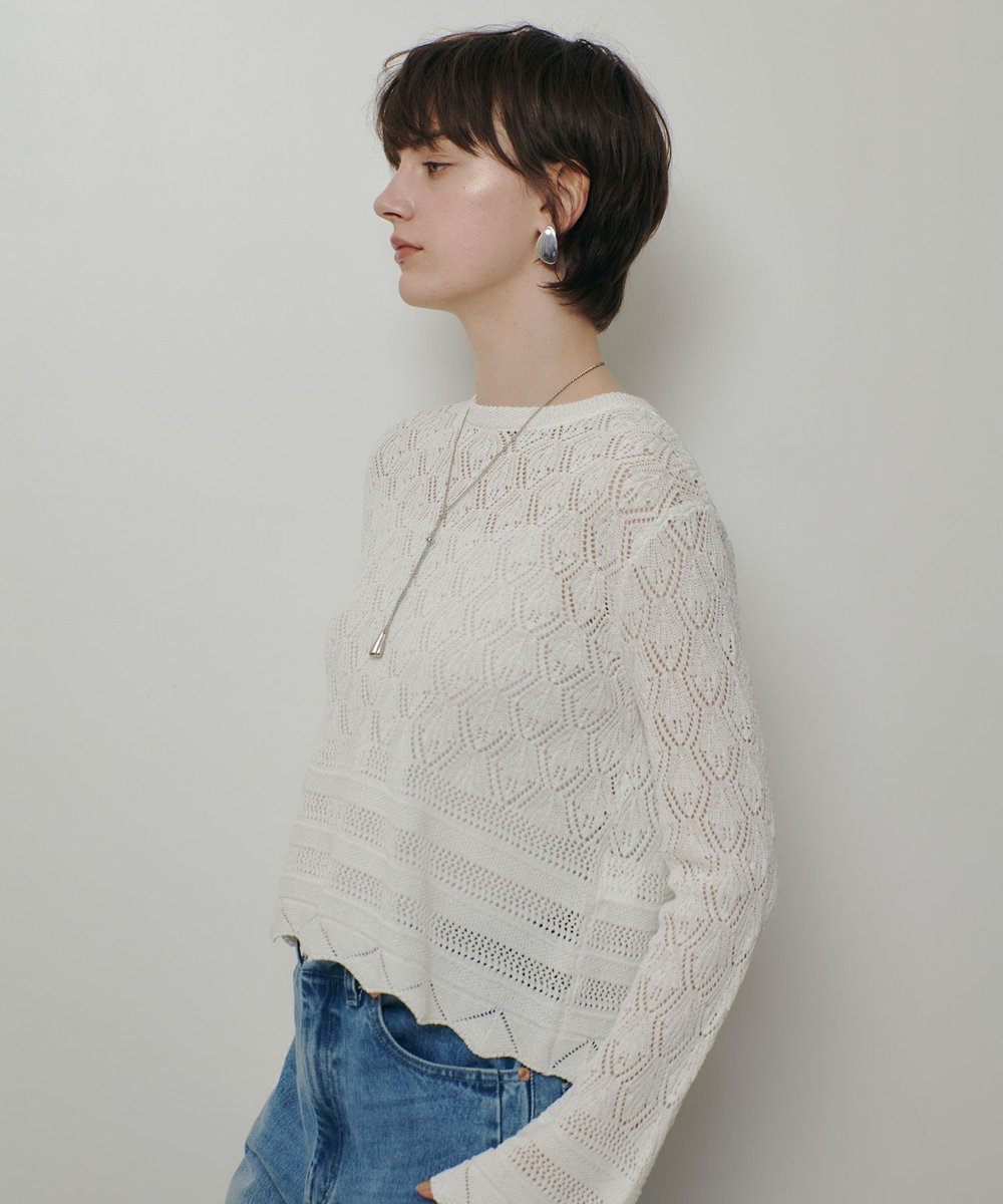 allureville レースニットプルオーバー オフホワイト (02)
