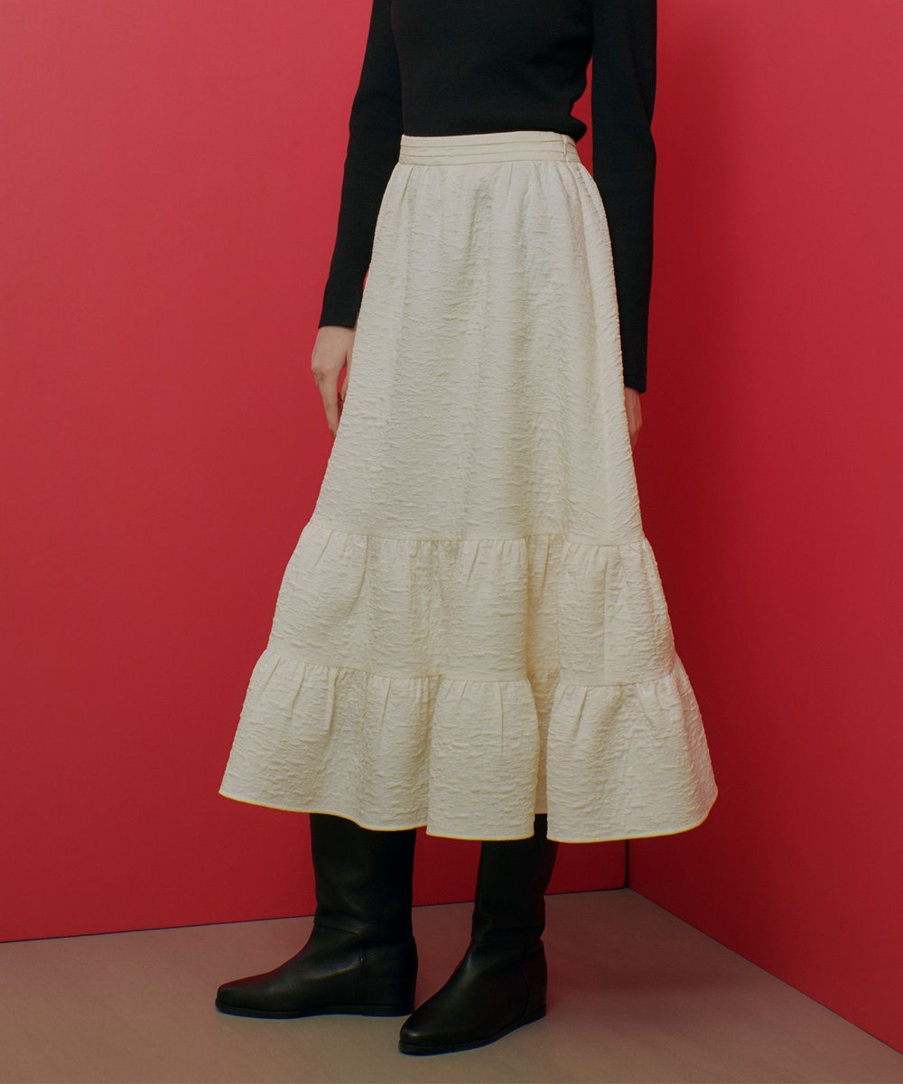 LOULOU WILLOUGHBY 【LOULOU WILLOUGHBY】ジャガードティアードスカート オフホワイト (02)