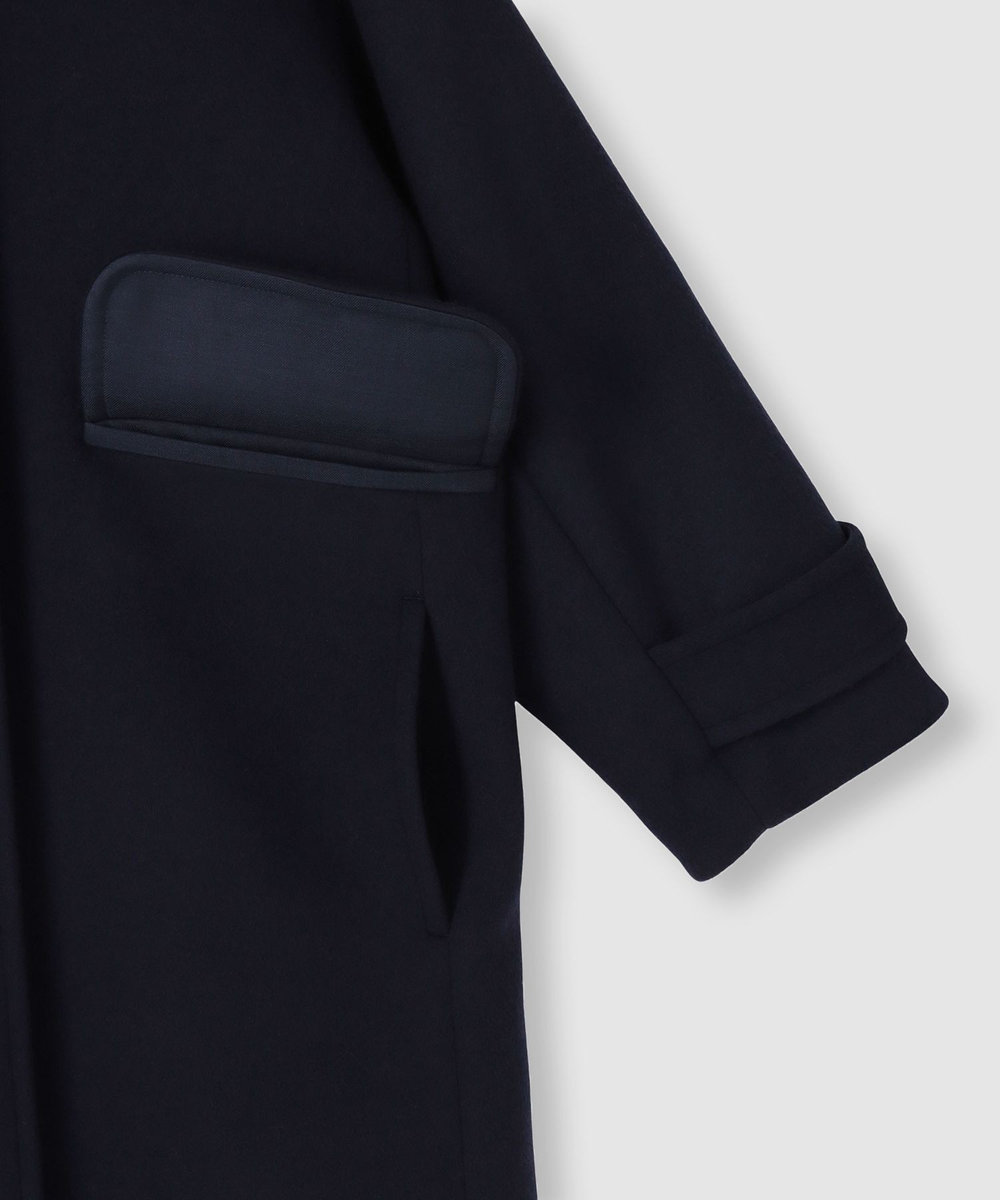 allureville Wビーバーノーカラーコクーンコート ネイビー (65)