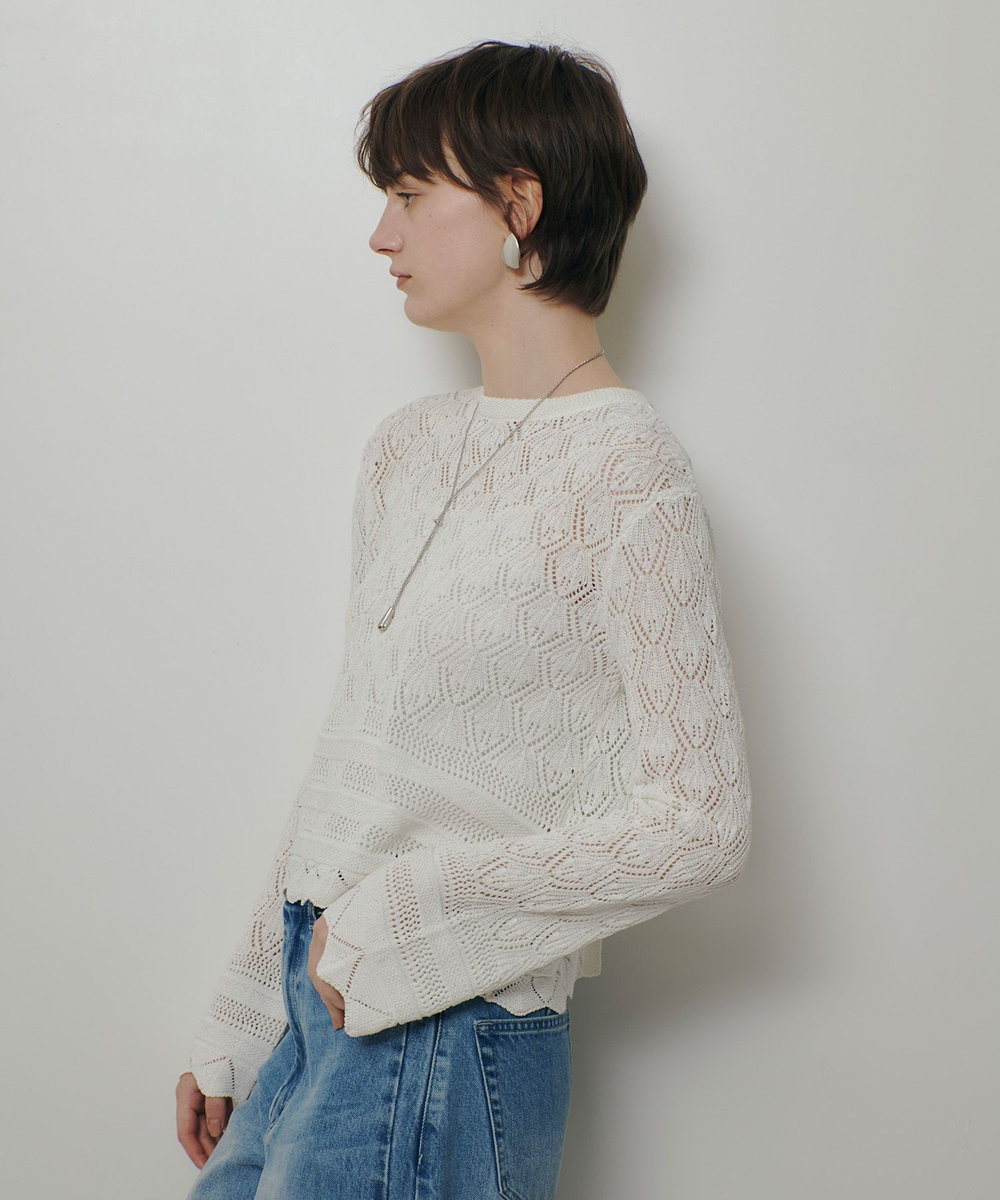 allureville レースニットプルオーバー オフホワイト (02)