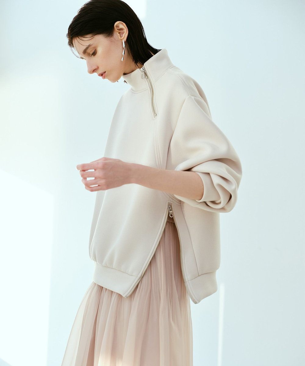 allureville ボンディングアシンメトリーZIP プルオーバー ベージュ (11)