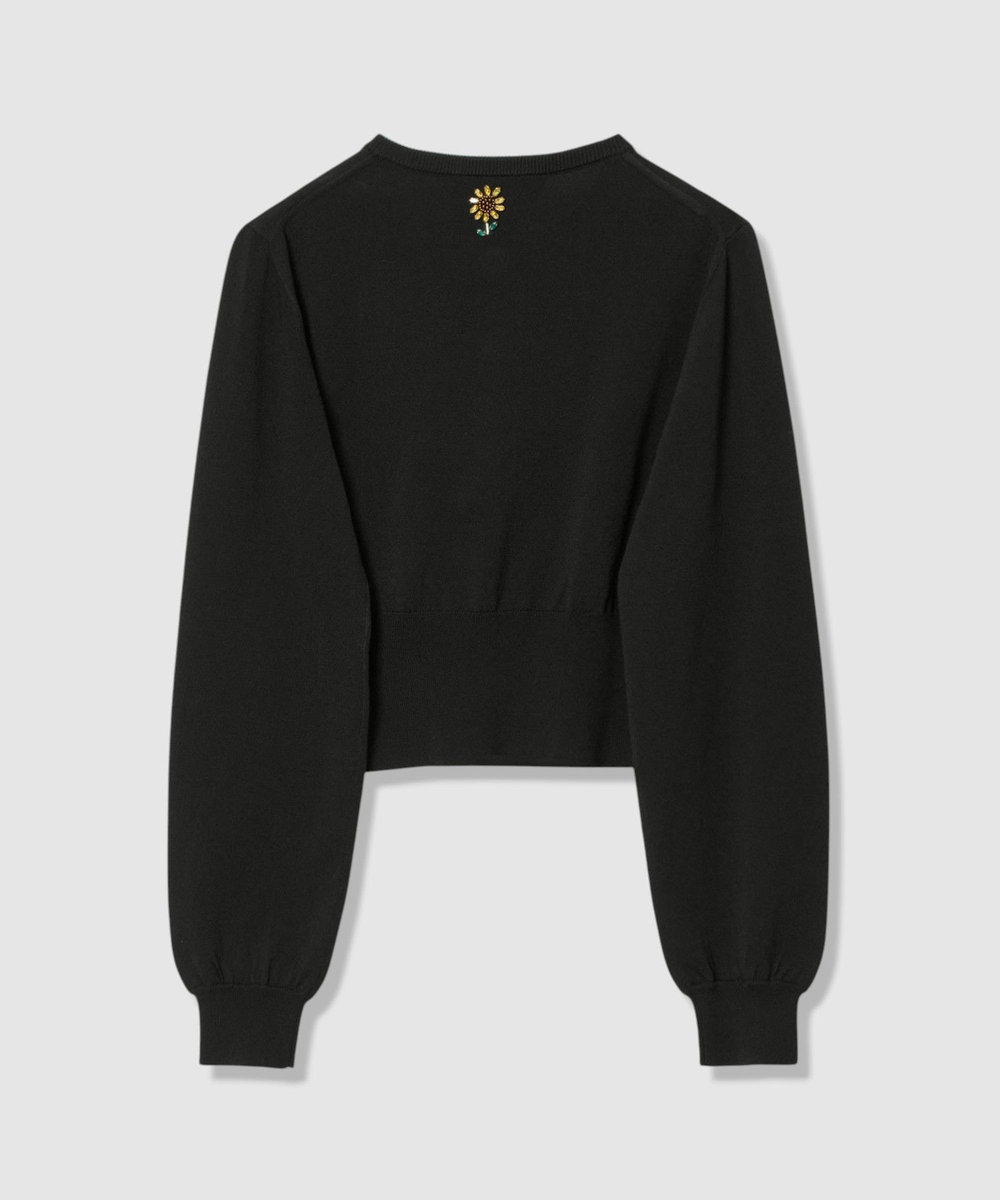 LOULOU WILLOUGHBY  WEB 一部店舗限定【LOULOU WILLOUGHBY】サンフラワービジューカーディガン ブラック (95)