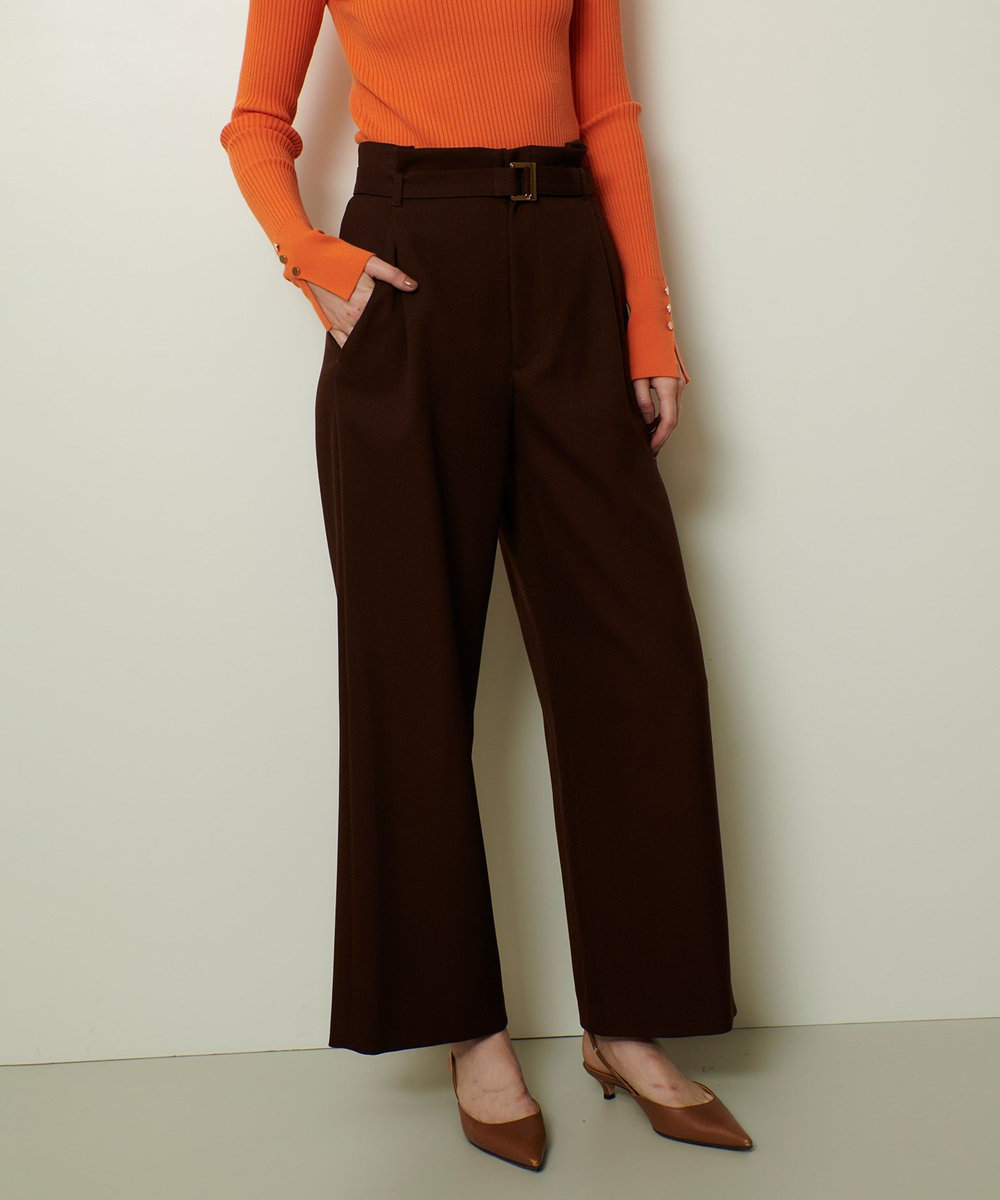 allureville ウールライクフランネルヨークレスパンツ ブラウン (81)