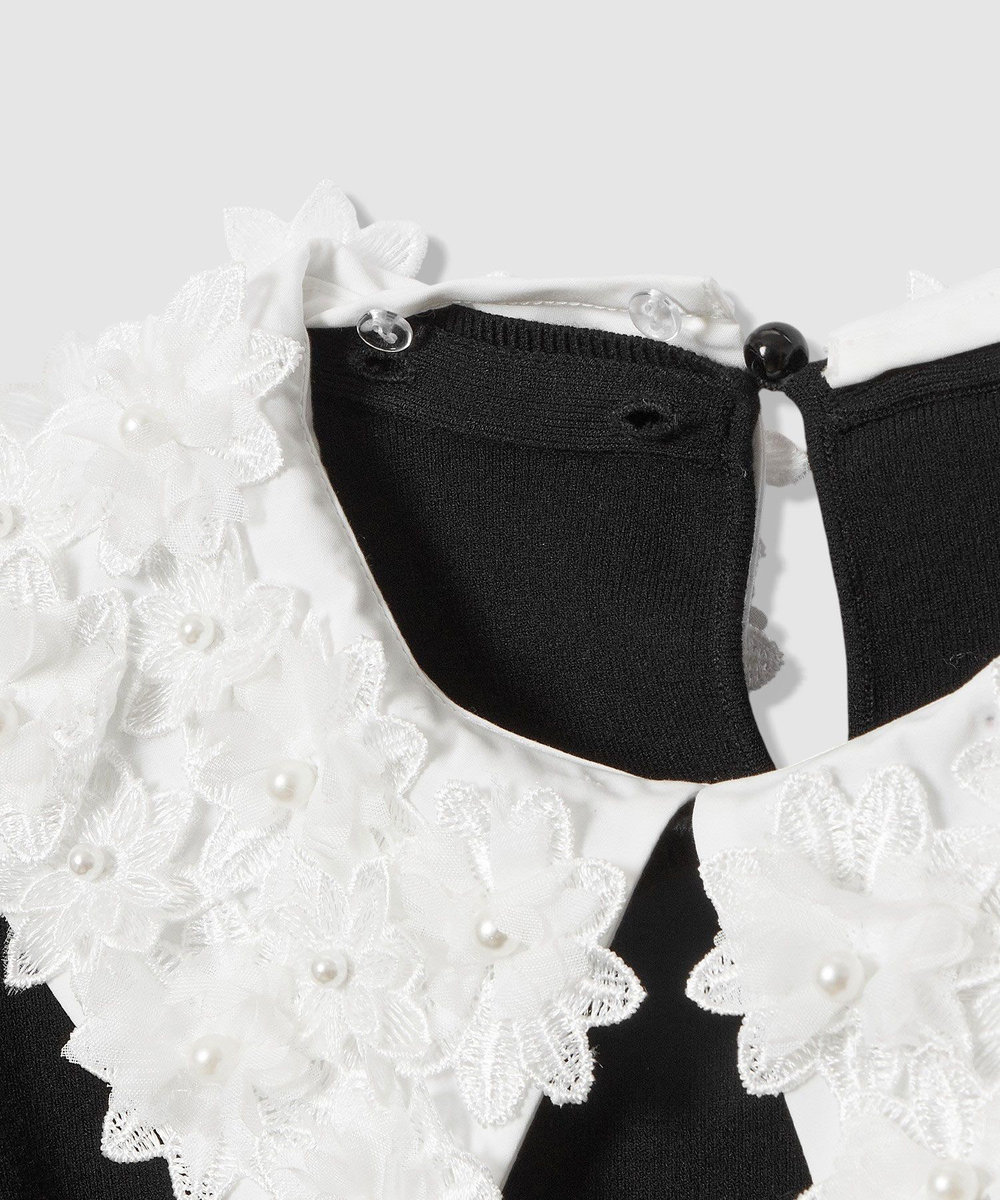 LOULOU WILLOUGHBY 【LOULOU WILLOUGHBY】フラワー衿付プルオーバー ブラック (95)