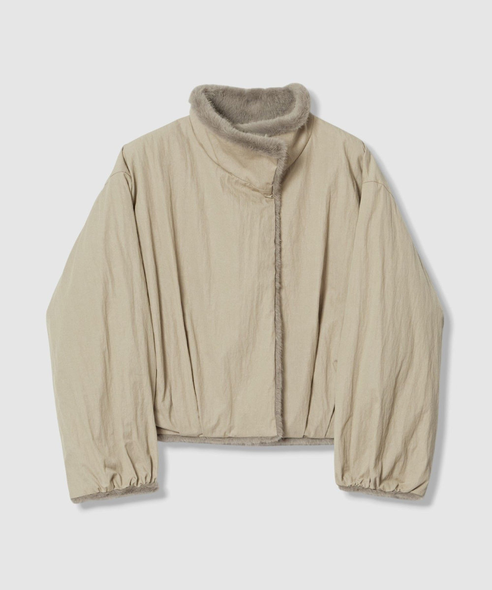 allureville ファーリバーシブルブルゾン グレージュ (15)