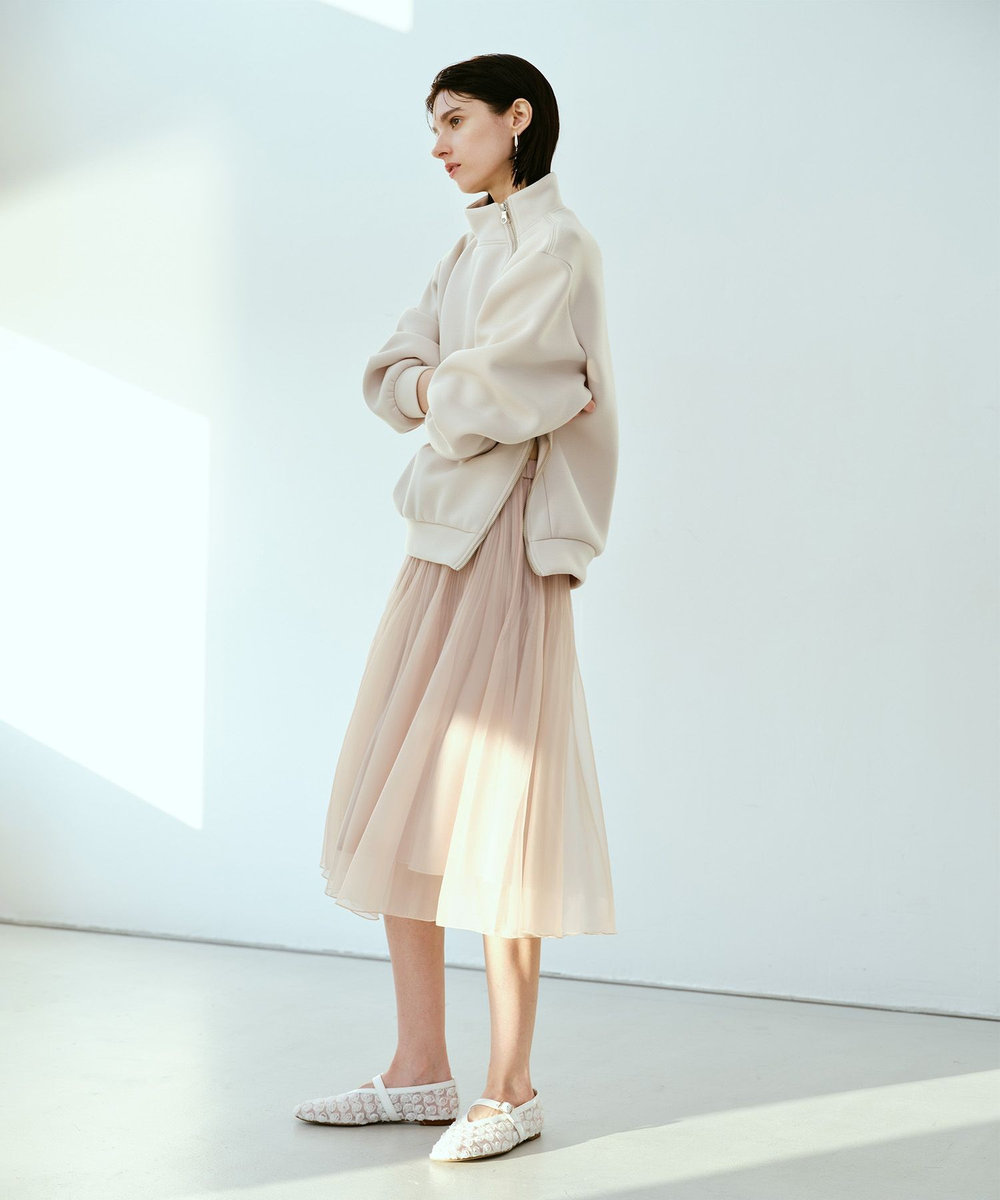 allureville ボンディングアシンメトリーZIP プルオーバー ベージュ (11)