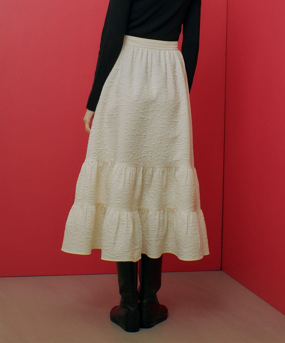LOULOU WILLOUGHBY 【LOULOU WILLOUGHBY】ジャガードティアードスカート オフホワイト (02)