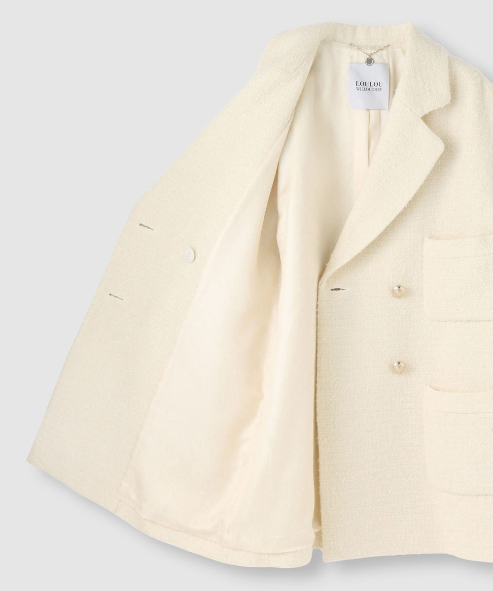 LOULOU WILLOUGHBY 【LOULOU WILLOUGHBY】ツイードダブルミドルコート オフホワイト (02)