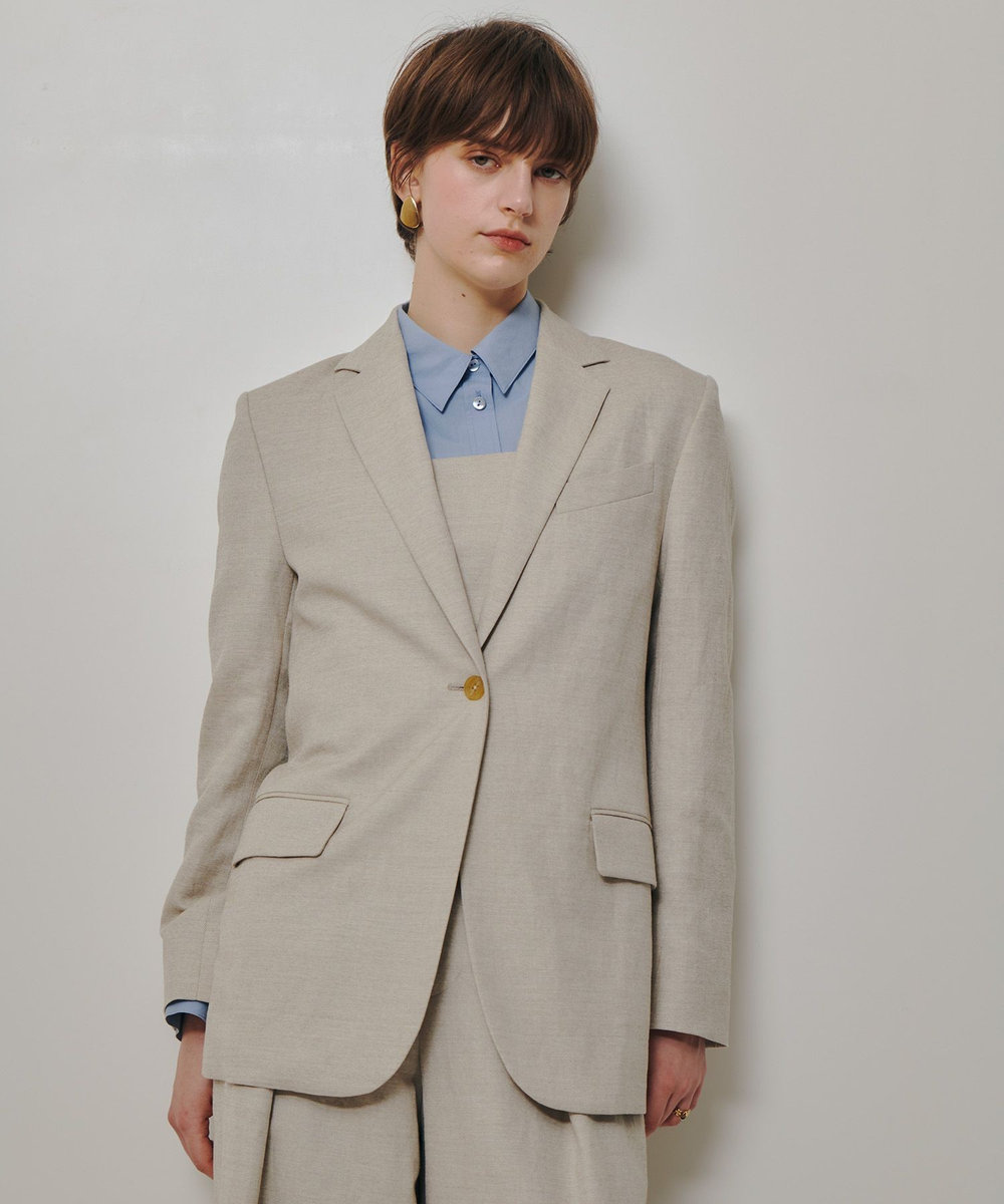 allureville シャークスキンシングルオーバージャケット ベージュ (11)