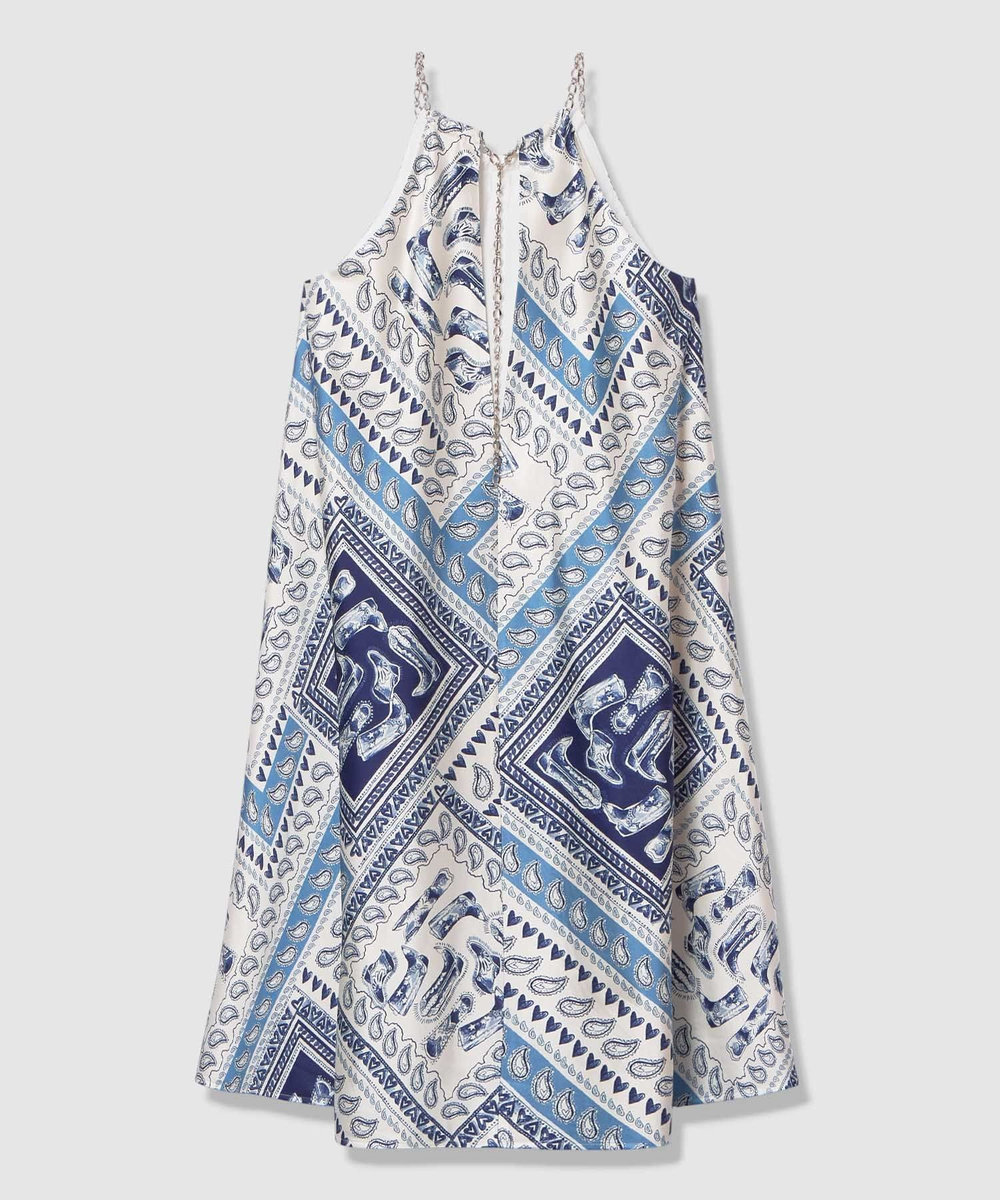 LOULOU WILLOUGHBY 【LOULOU WILLOUGHBY】ウエスタンスカーフプリントホルターネックワンピース ブルー (61)