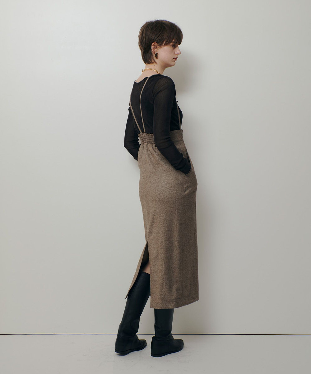 allureville シックツイードツイルサロペスカート ブラウン (81)