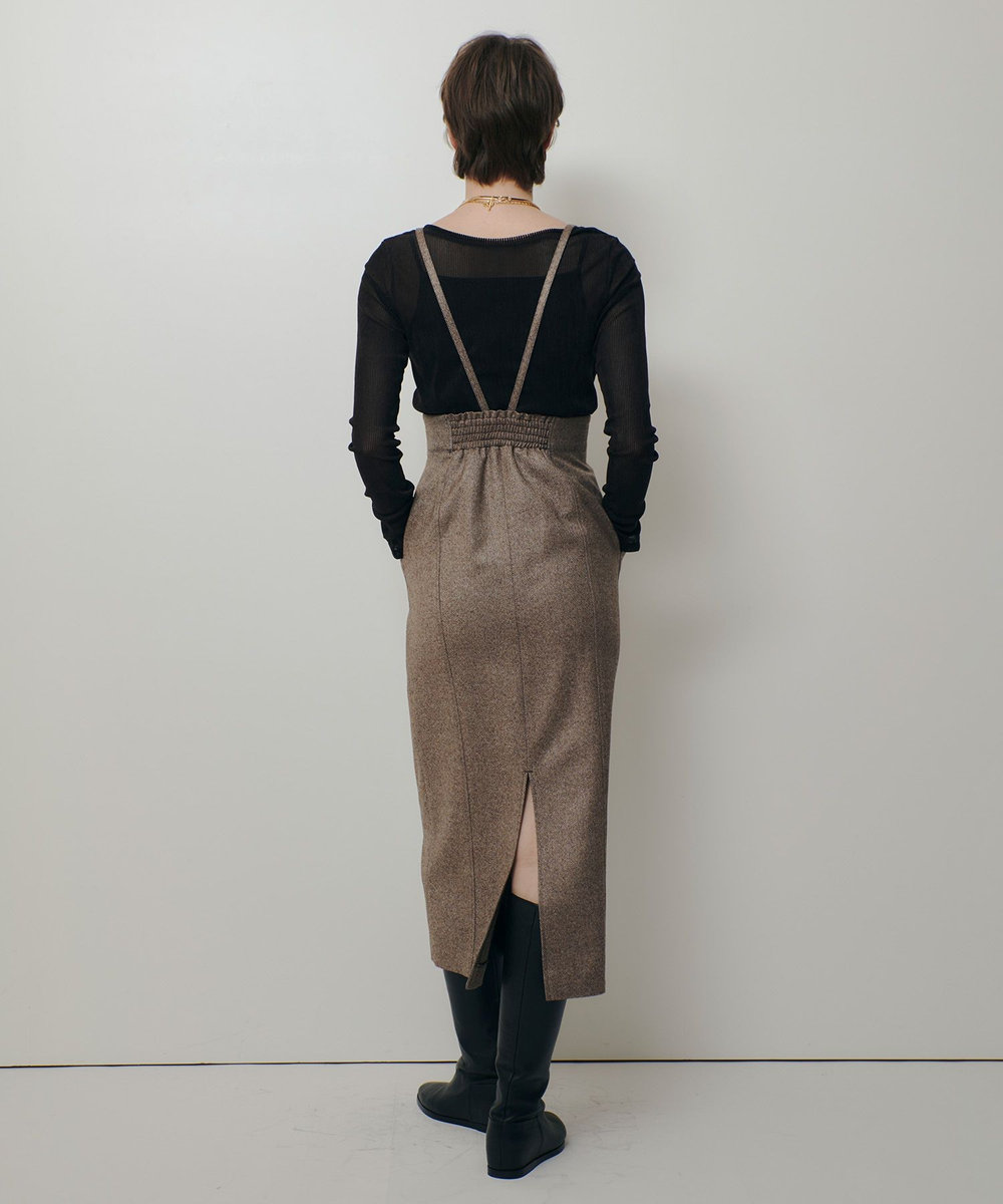 allureville シックツイードツイルサロペスカート ブラウン (81)