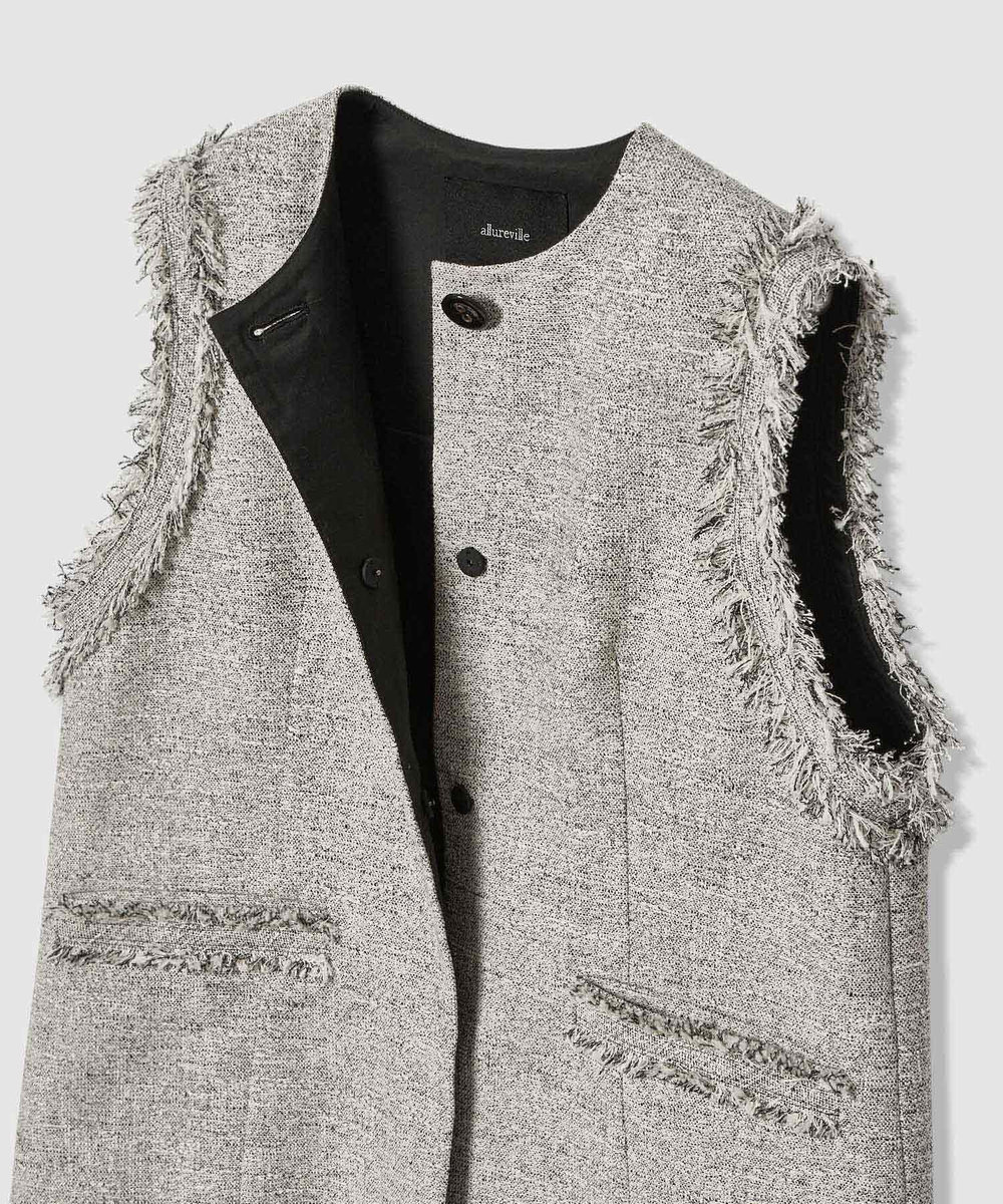 allureville ミックスツイードフレアジレ ブラック (95)