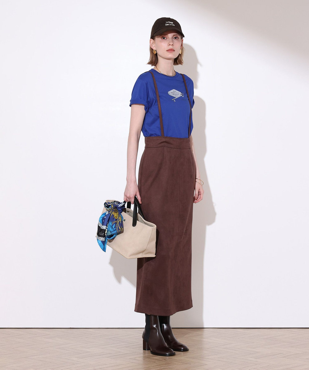 allureville フェイクスウェードサスペンダースカート ブラウン (81)
