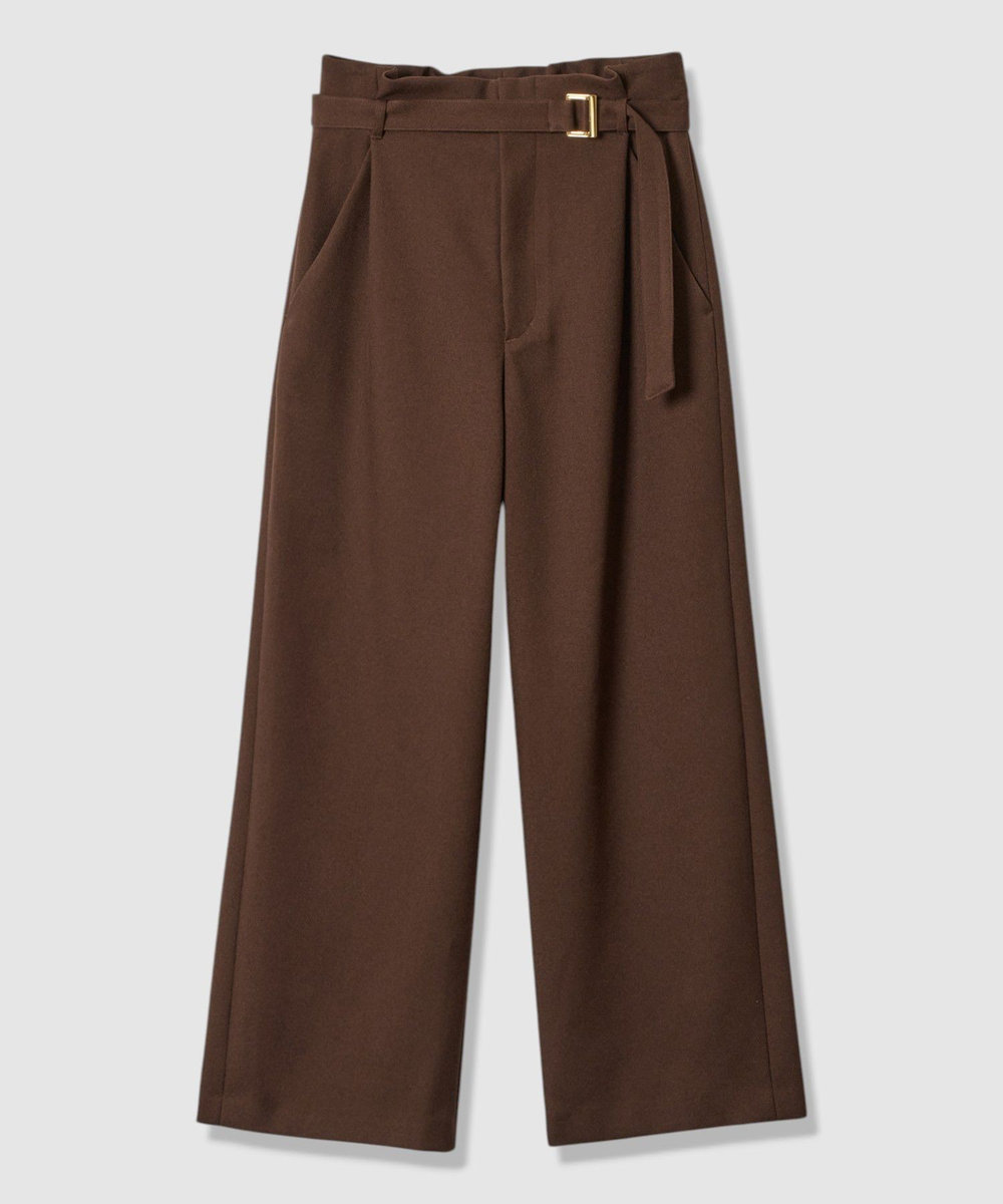 allureville ウールライクフランネルヨークレスパンツ ブラウン (81)