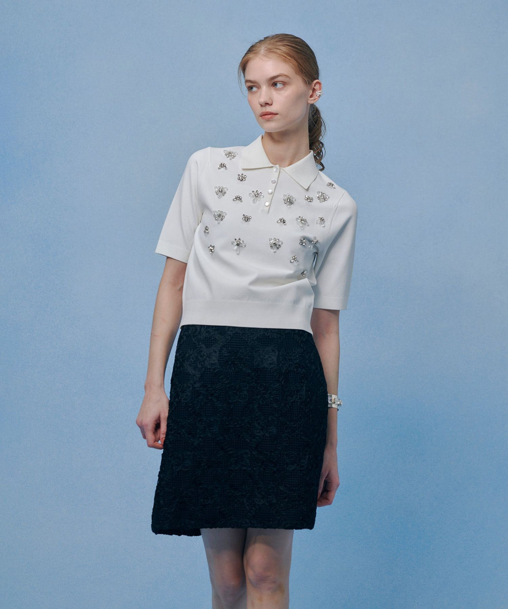 LOULOU WILLOUGHBY 【LOULOU WILLOUGHBY】コード刺繍ミニスカート ブラック (95)