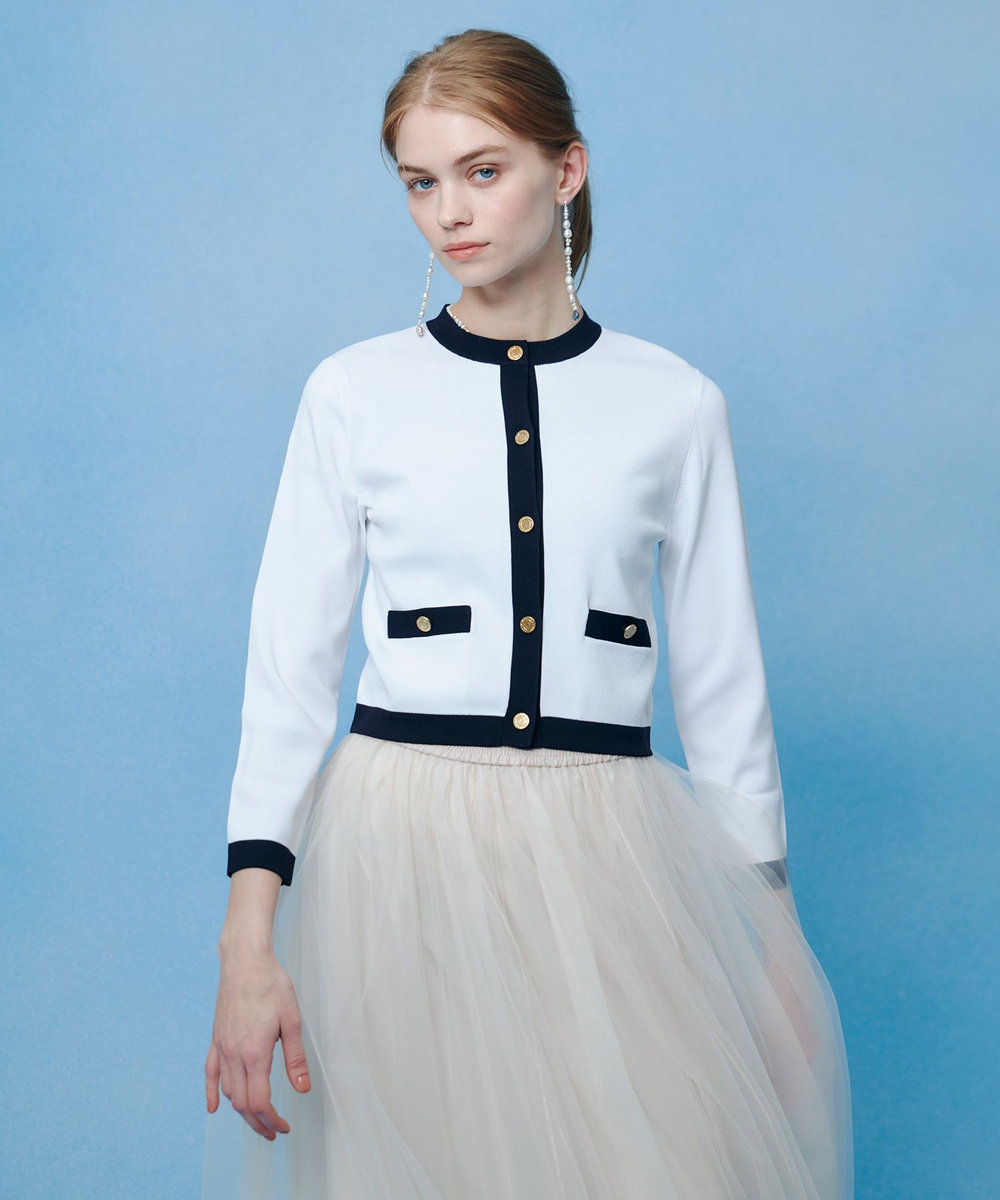 【LOULOU WILLOUGHBY】バイカラーコンパクトカーディガン LOULOU WILLOUGHBY（ルルウィルビー） カーディガン 「LOULOU