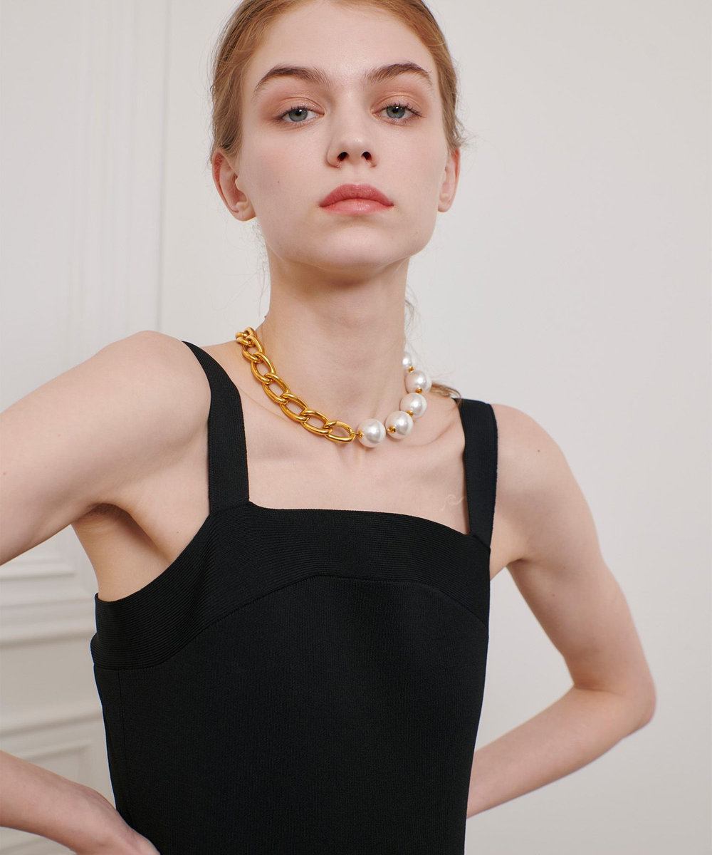 LOULOU WILLOUGHBY 【LOULOU WILLOUGHBY】ニットコクーンキャミワンピース ブラック (95)