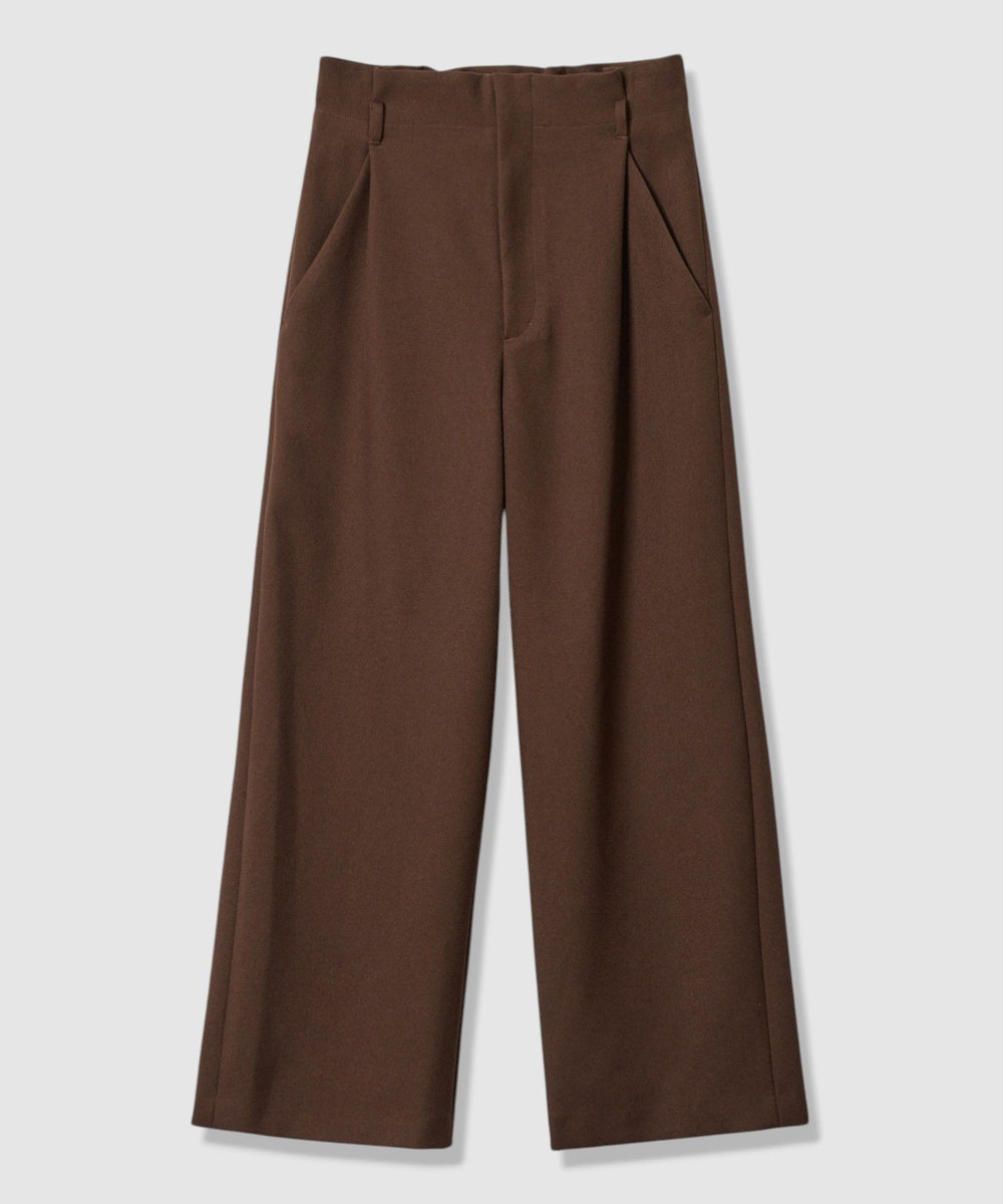 allureville ウールライクフランネルヨークレスパンツ ブラウン (81)