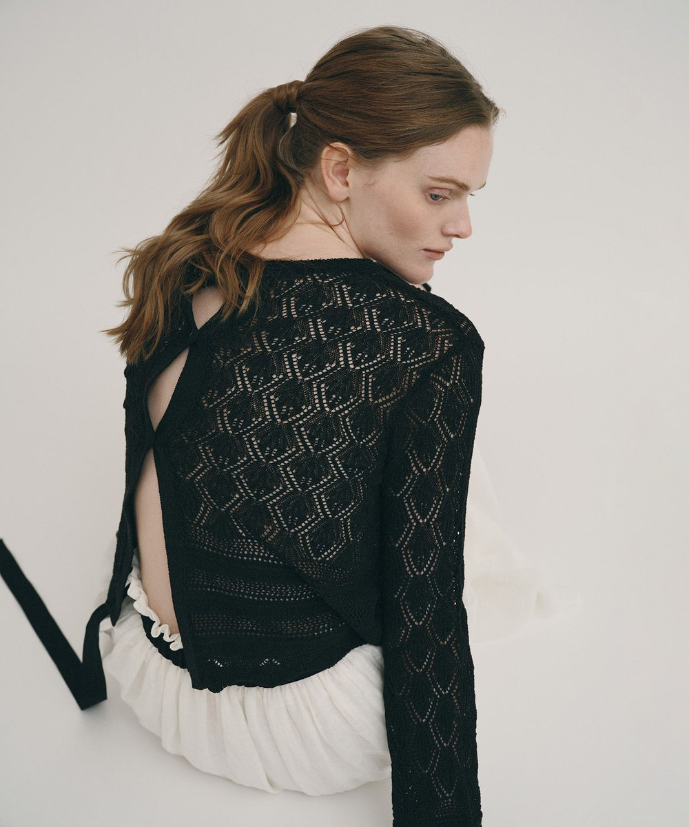 allureville レースニットプルオーバー ブラック (95)