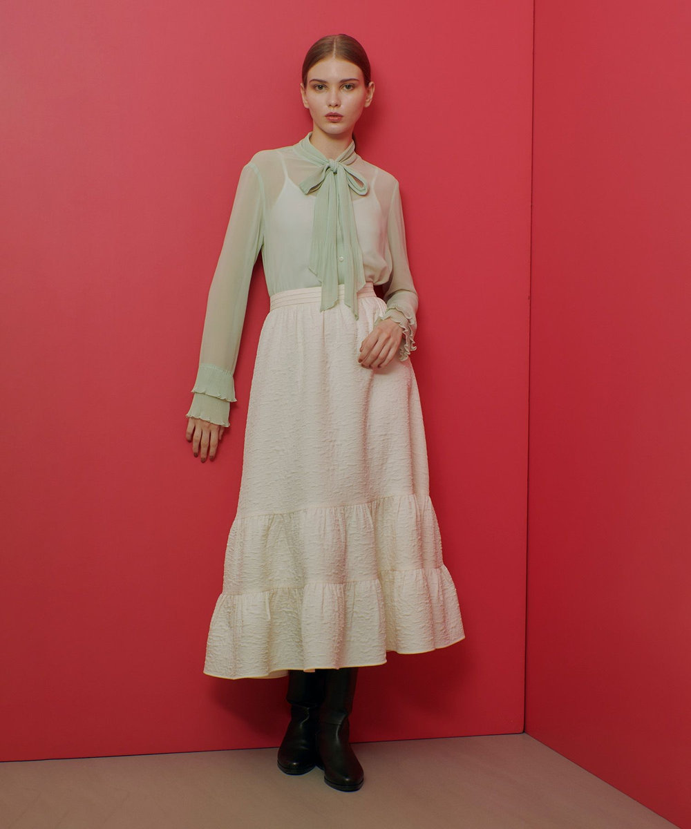 LOULOU WILLOUGHBY 【LOULOU WILLOUGHBY】ジャガードティアードスカート オフホワイト (02)