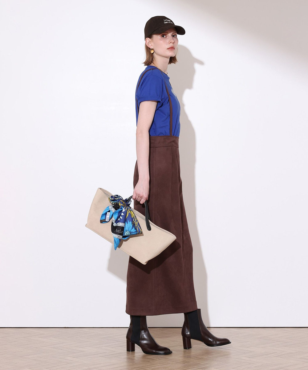 allureville フェイクスウェードサスペンダースカート ブラウン (81)