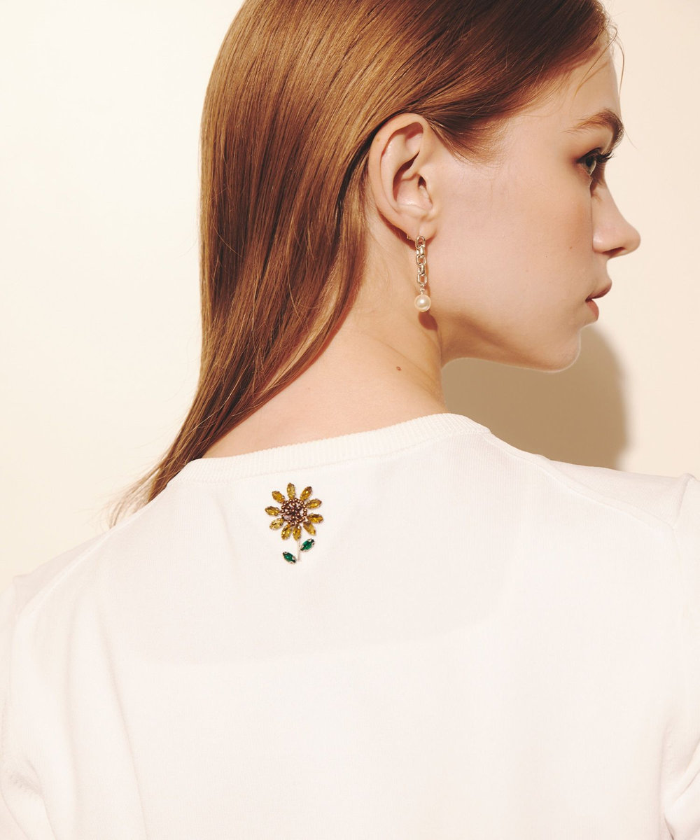 LOULOU WILLOUGHBY  WEB 一部店舗限定【LOULOU WILLOUGHBY】サンフラワービジューカーディガン オフホワイト (02)