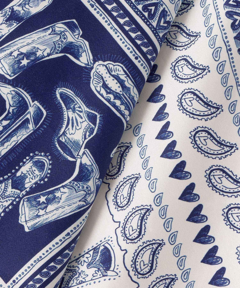 LOULOU WILLOUGHBY 【LOULOU WILLOUGHBY】ウエスタンスカーフプリントホルターネックワンピース ブルー (61)