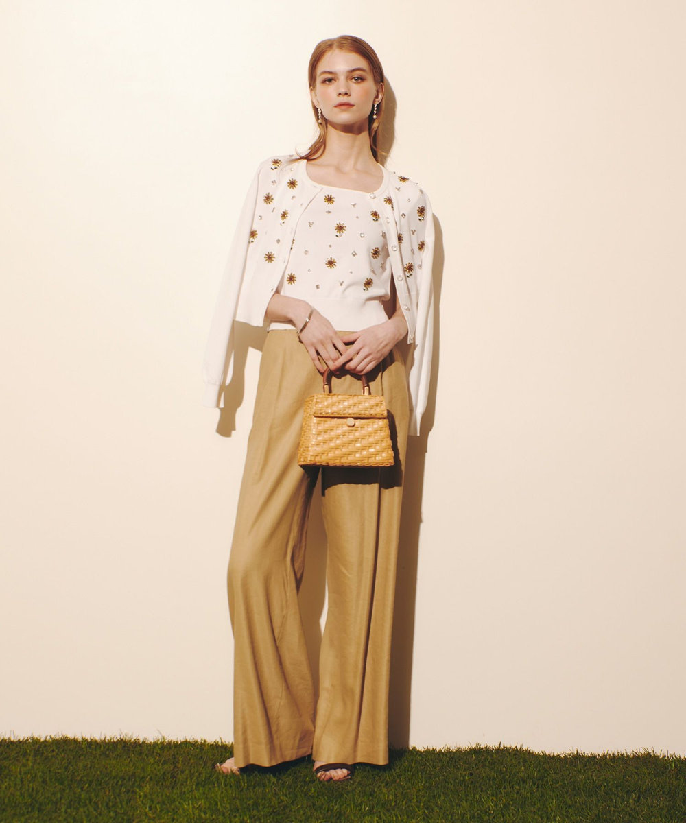 LOULOU WILLOUGHBY  WEB 一部店舗限定【LOULOU WILLOUGHBY】サンフラワービジューカーディガン オフホワイト (02)
