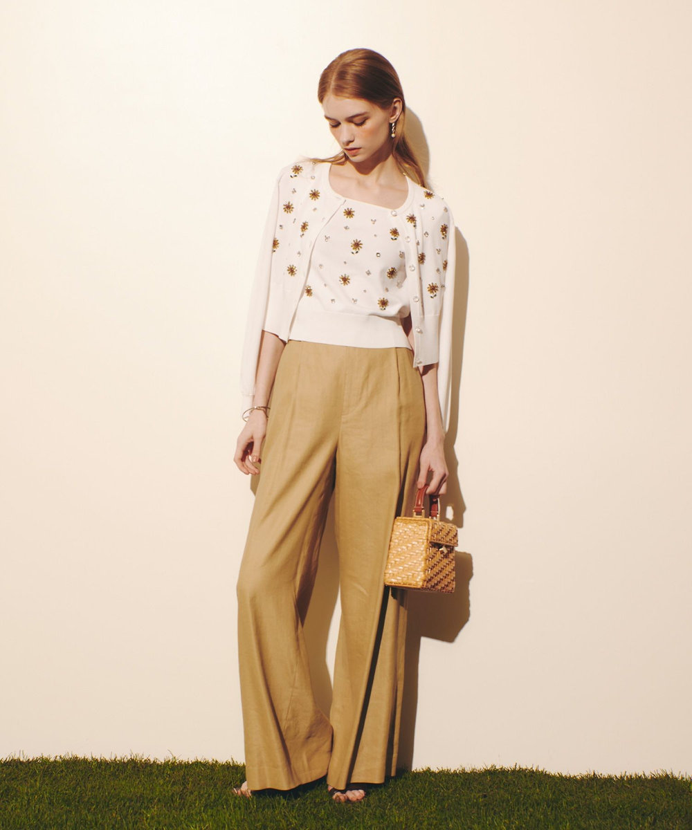 LOULOU WILLOUGHBY  WEB 一部店舗限定【LOULOU WILLOUGHBY】サンフラワービジューカーディガン オフホワイト (02)