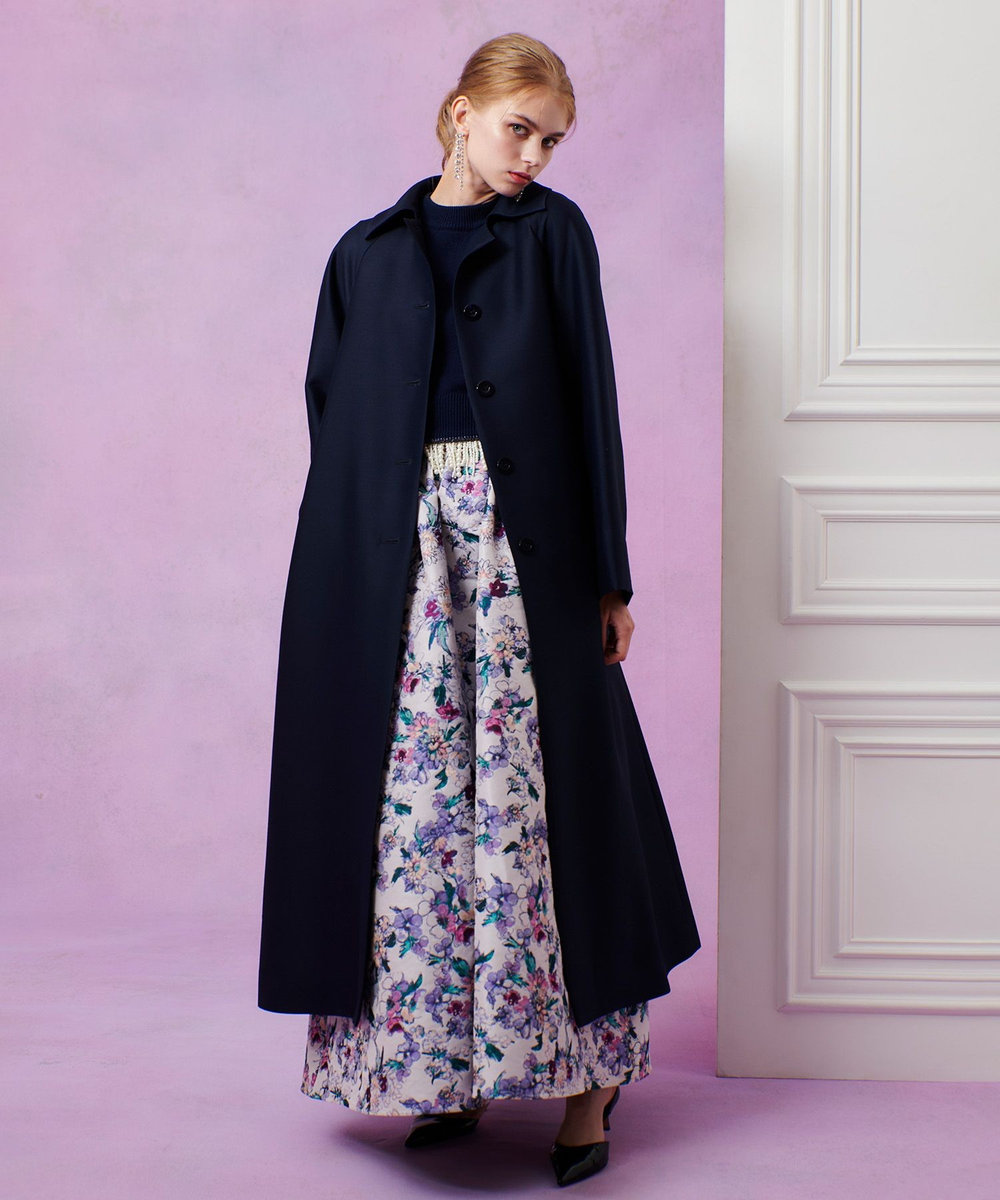 LOULOU WILLOUGHBY 【LOULOU WILLOUGHBY】シルクウールツイルロングコート ネイビー (65)