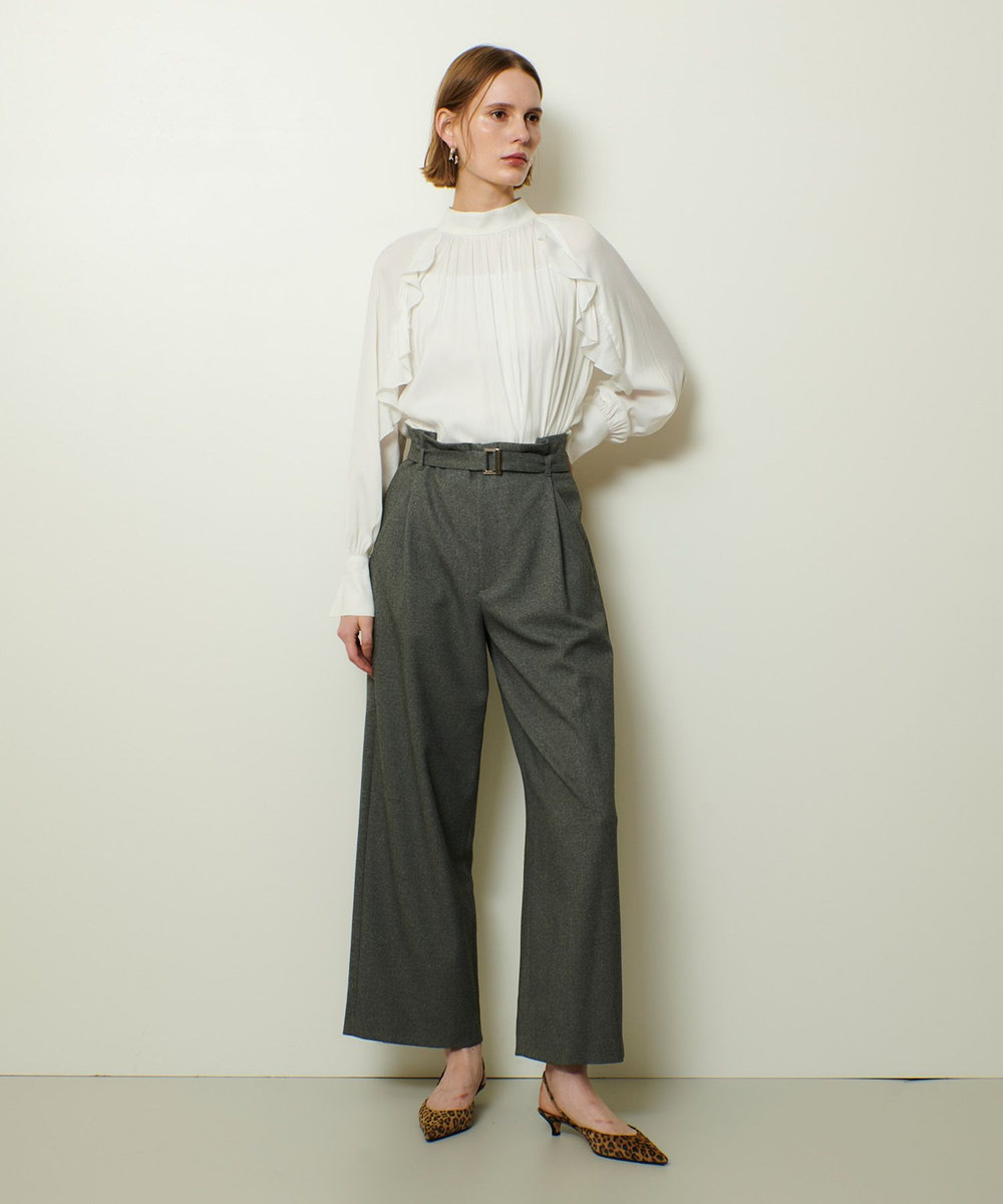 allureville ウールライクフランネルヨークレスパンツ グレー (92)