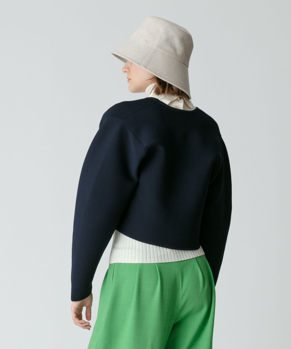 allureville 【セットアップ対応商品】ガーターニットショートジャケット ネイビー (65)