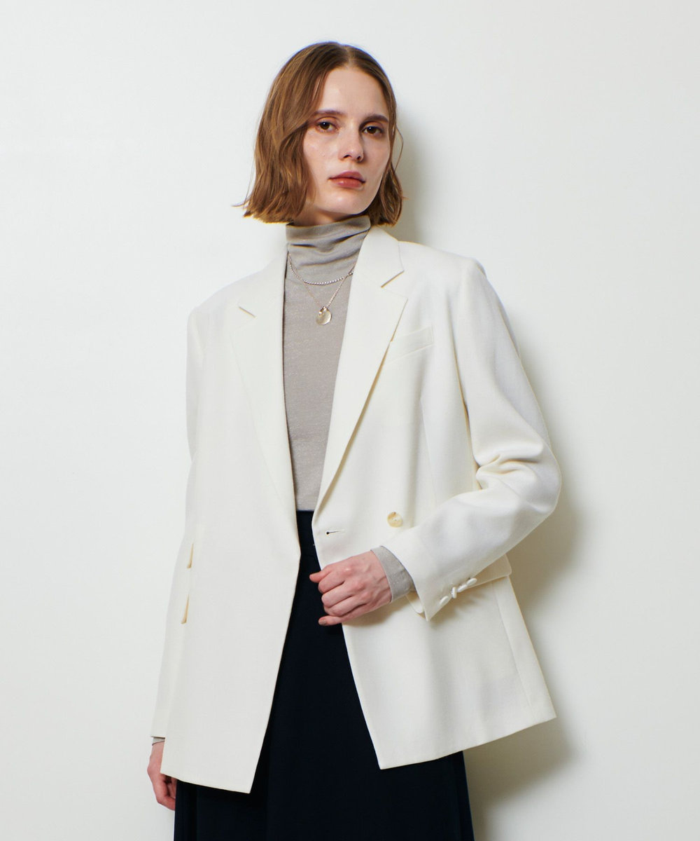 allureville ウールサキソニーフラップポケットジャケット アイボリー (04)